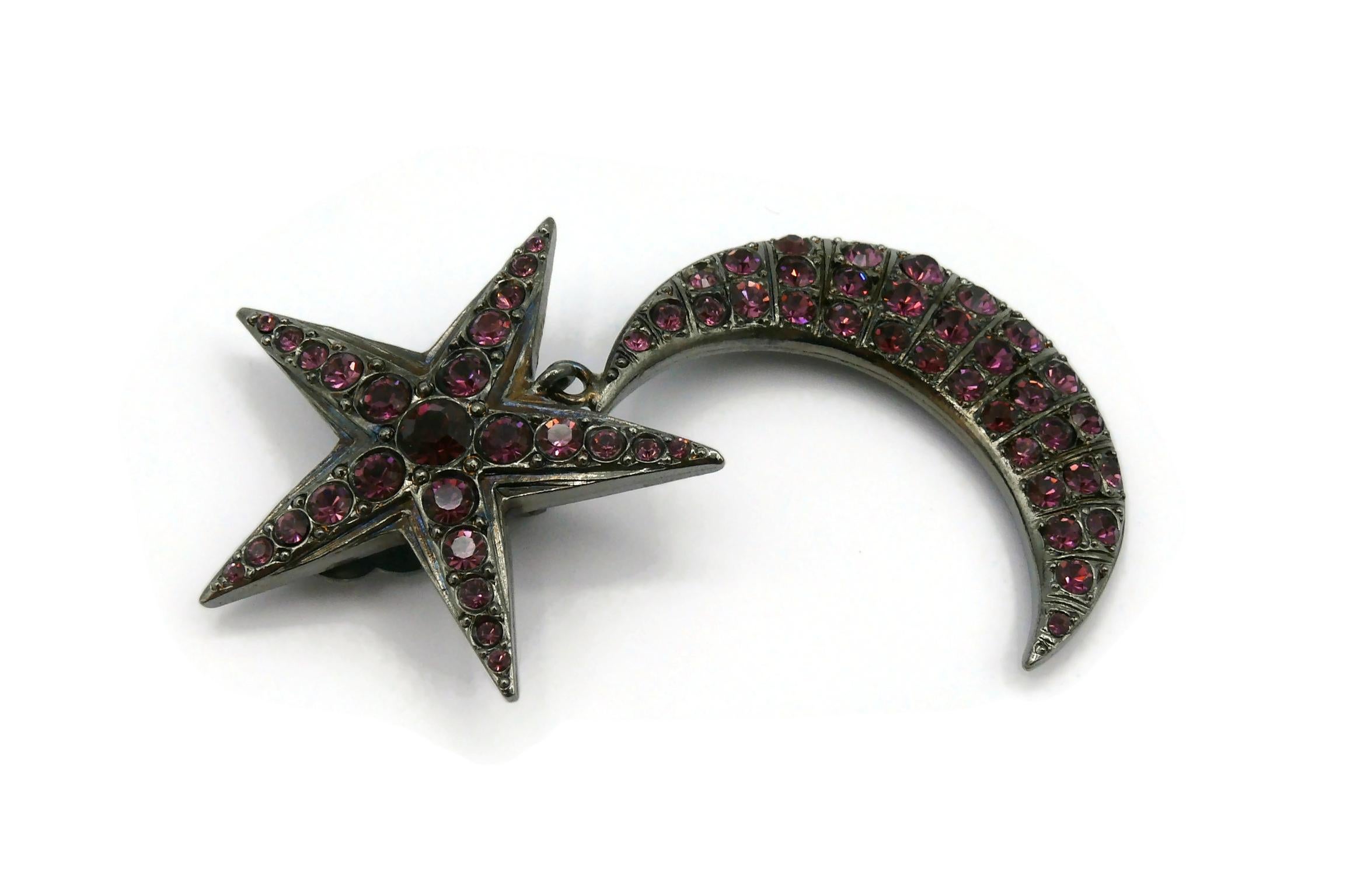 Women's JEAN PAUL GAULTIER Vintage Jewelled Star and Crescent Moon Dangling Earrings For Sale