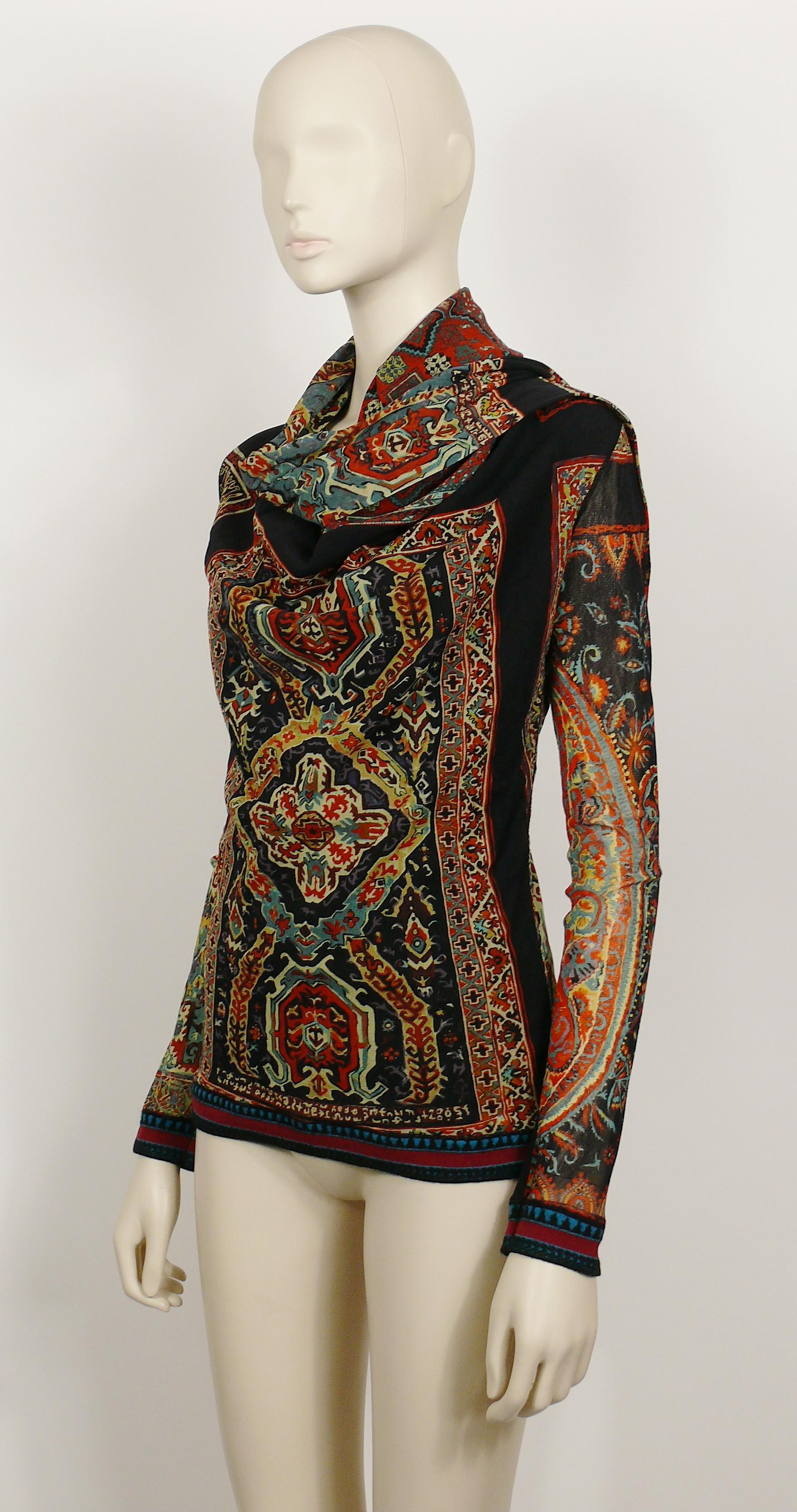 Jean Paul Gaultier - Haut en maille avec col écharpe et imprimé kilim, vintage, taille XL Pour femmes en vente