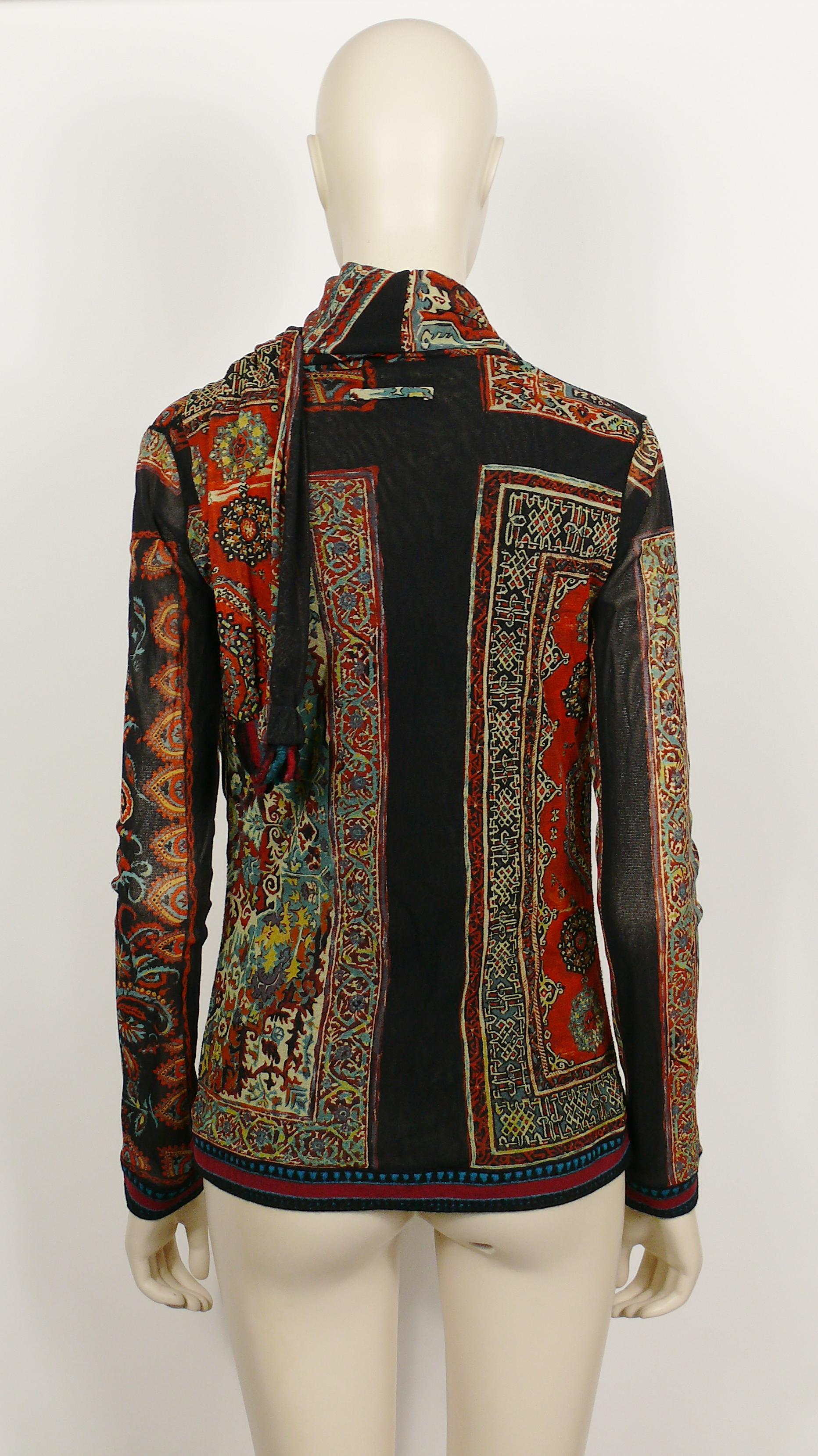 Jean Paul Gaultier - Haut en maille avec col écharpe et imprimé kilim, vintage, taille XL en vente 1
