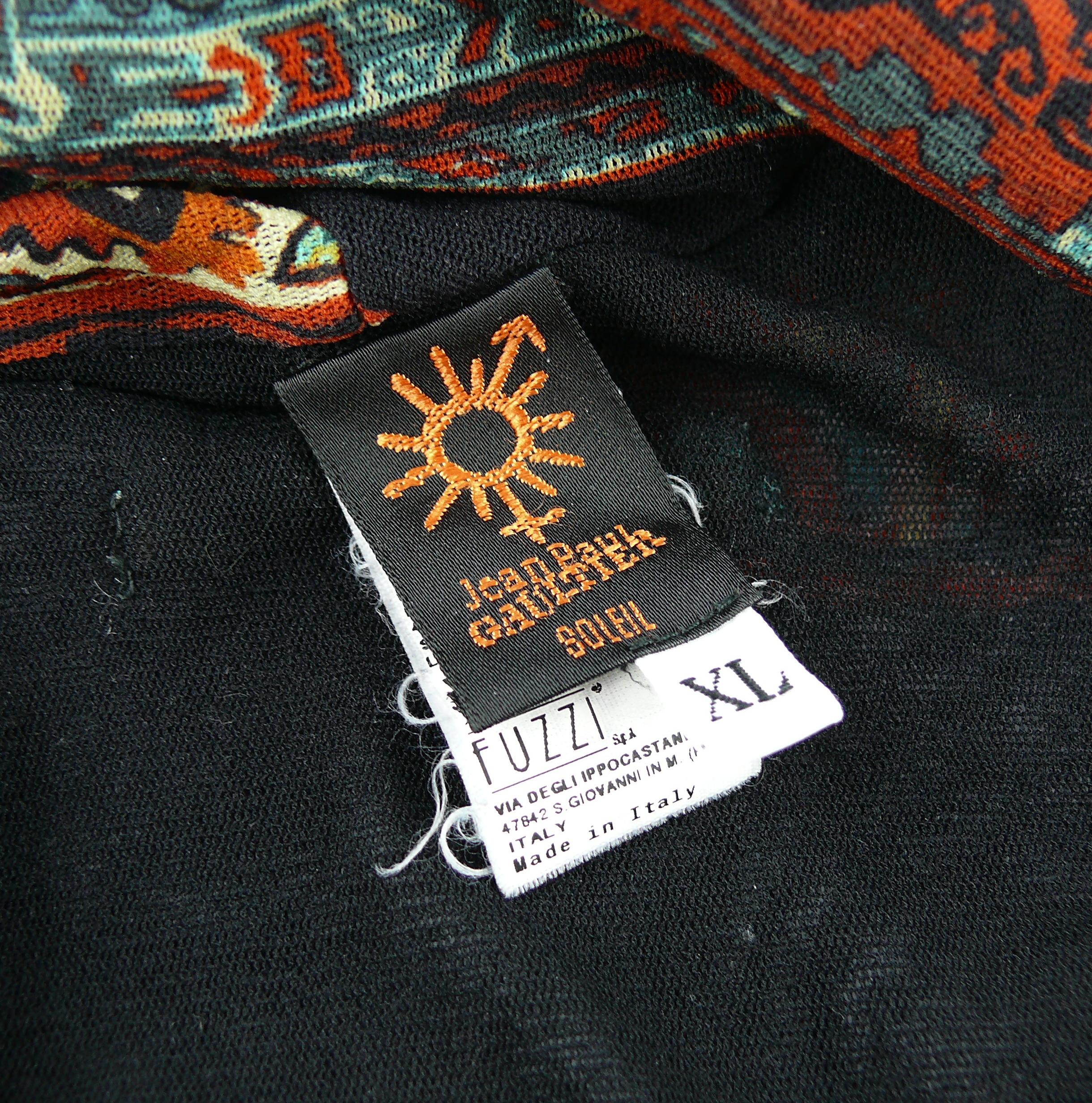 Jean Paul Gaultier - Haut en maille avec col écharpe et imprimé kilim, vintage, taille XL en vente 4