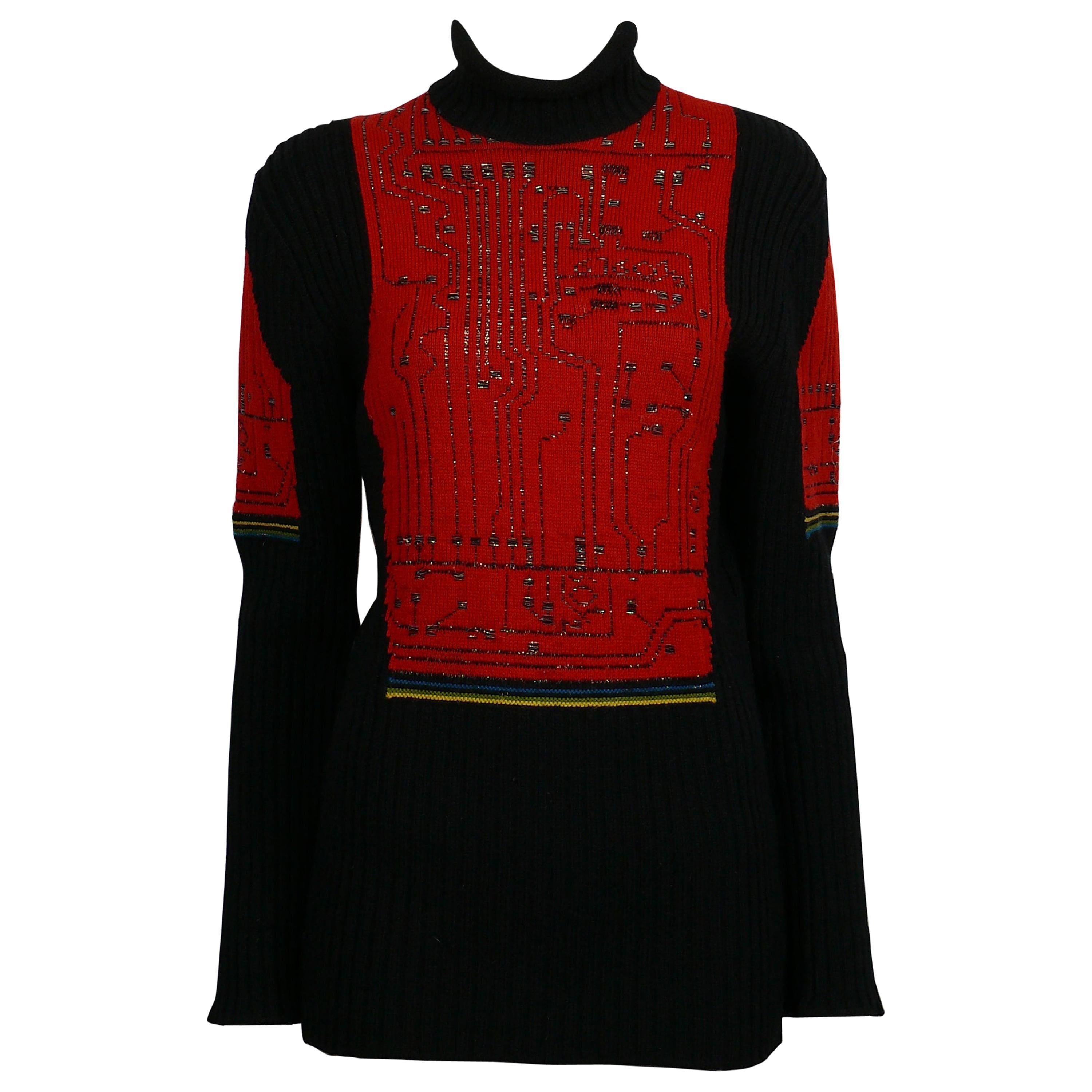 Jean Paul Gaultier Vintage Knit Circuit Board Sweater For Sale