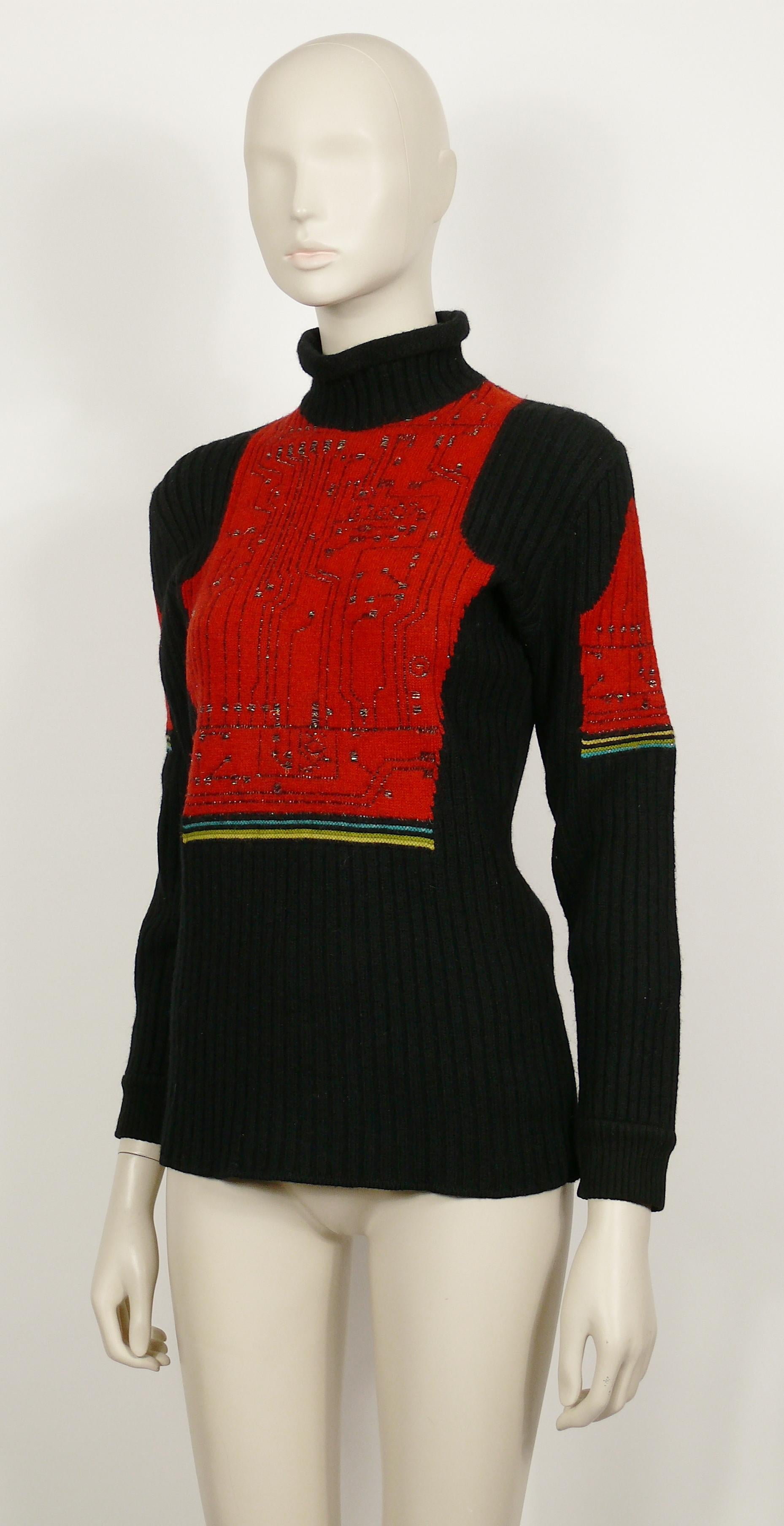 Black Jean Paul Gaultier Vintage Knit Circuit Board Sweater Size L