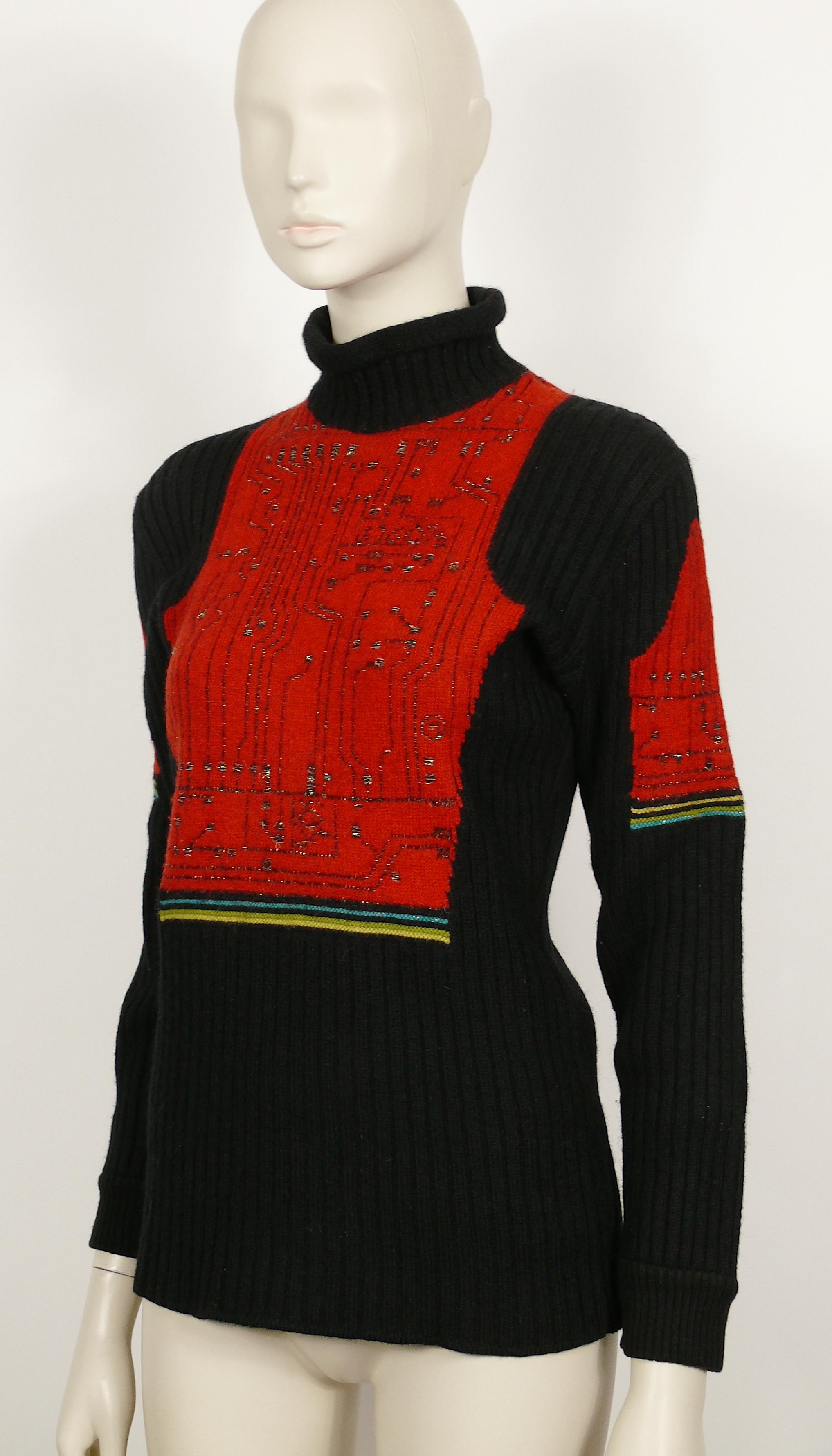 Jean Paul Gaultier Vintage Knit Circuit Board Sweater Size L In Good Condition In Nice, FR
