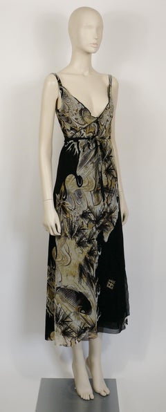 Jean Paul Gaultier Vintage Koi Fish Tattoo Sheer Mesh Wrap Dress Size M