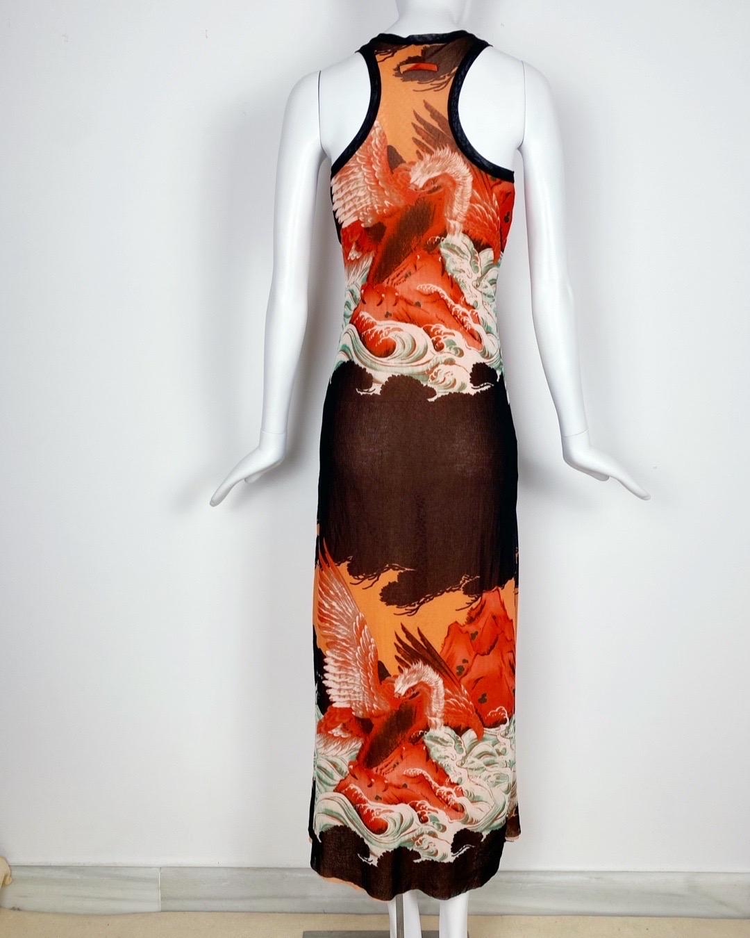 JEAN PAUL GAULTIER Vestito a rete 'Koi Tattoo' vintage inizio anni 2000 in vendita 1