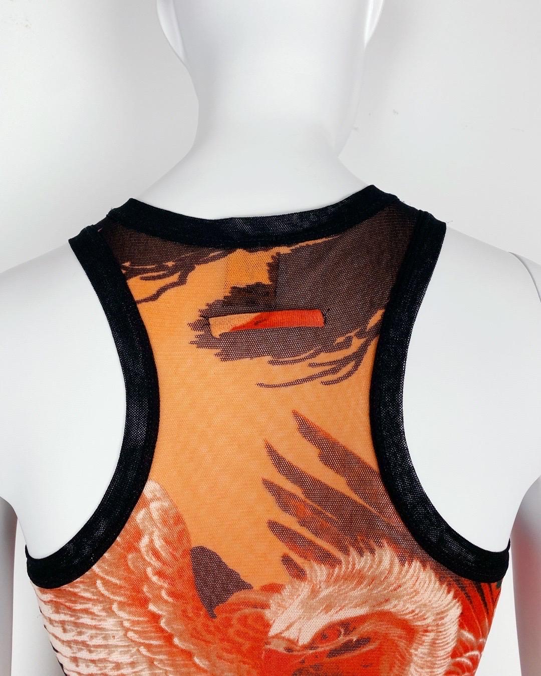 JEAN PAUL GAULTIER Vestito a rete 'Koi Tattoo' vintage inizio anni 2000 in vendita 2