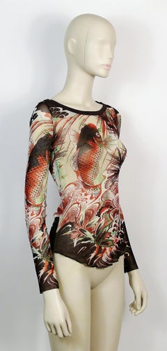 Jean Paul Gaultier Vintage Koi Tattoo Mesh Top Size M