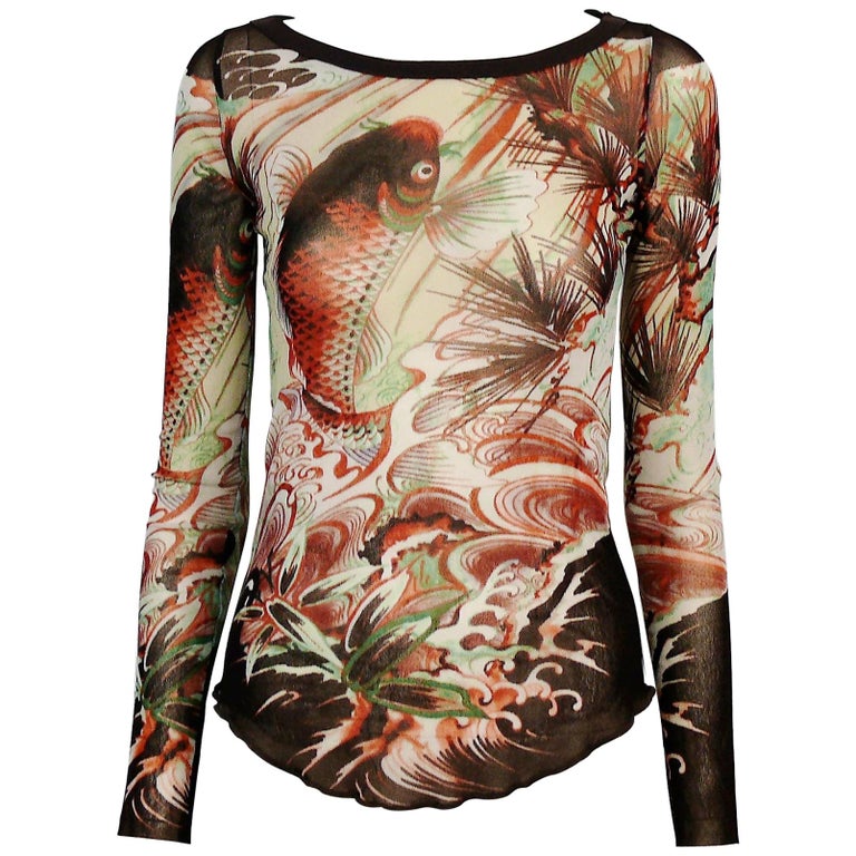 Jean Paul Gaultier Vintage Koi Tattoo Mesh Top Size M at 1stDibs jean