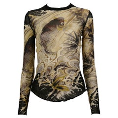 Jean Paul Gaultier Vintage Koi Tattoo Mesh Top Größe S