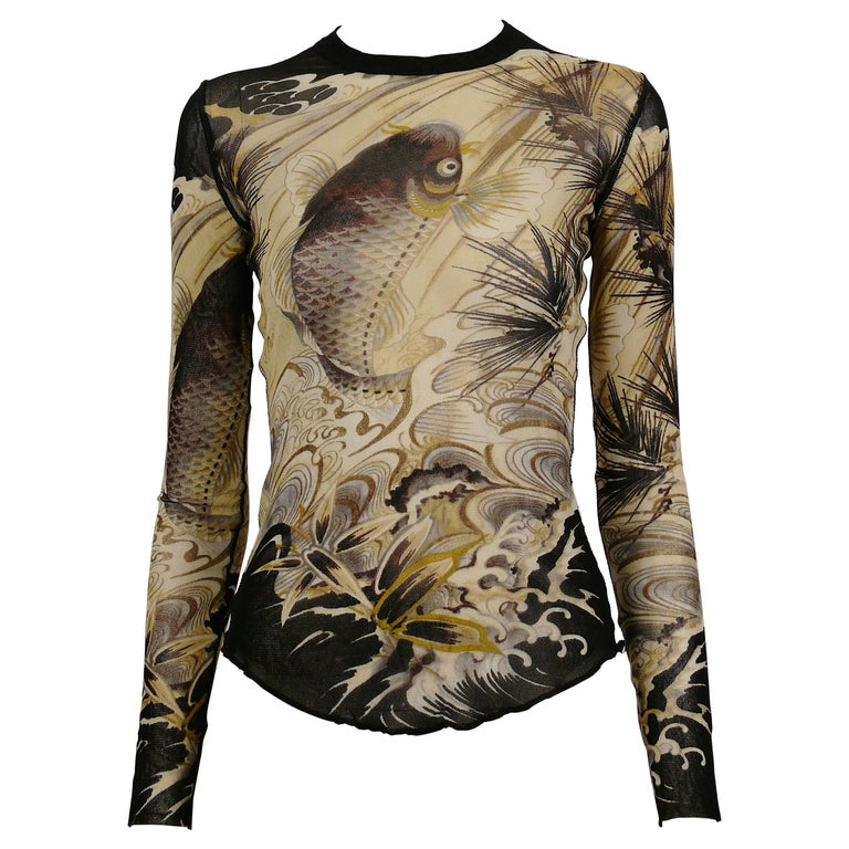 Jean Paul Gaultier Vintage Koi Tattoo Mesh Top Size S at 1stDibs