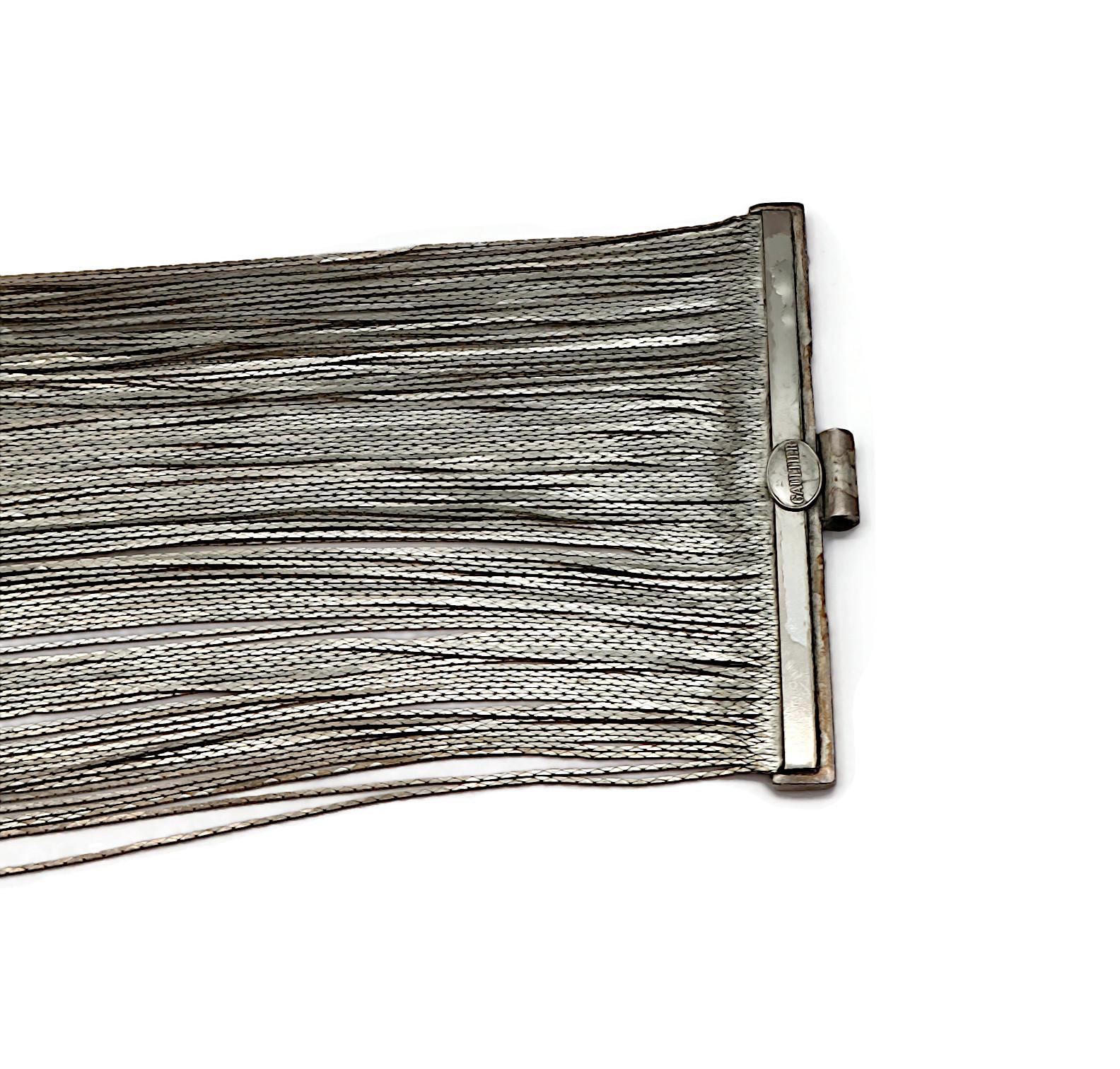 JEAN PAUL GAULTIER Vintage Liquid Silver Tone Cuff Bracelet For Sale 8