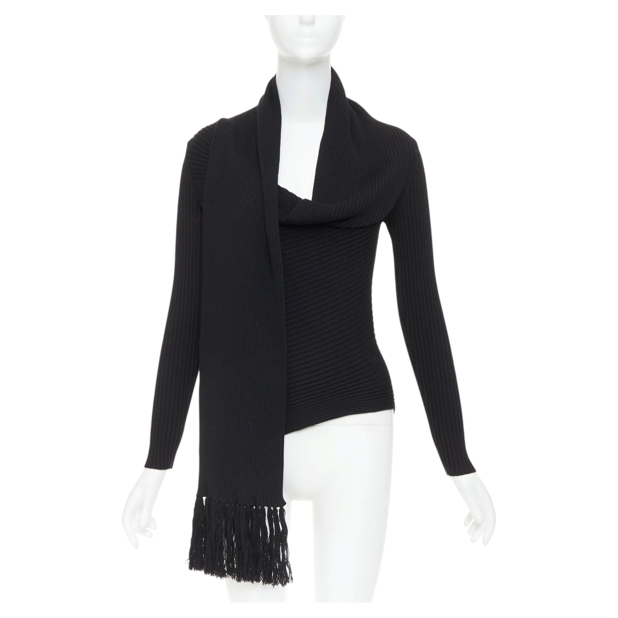 JEAN PAUL GAULTIER Vintage Maille Femme black wool cowl neck sweater L