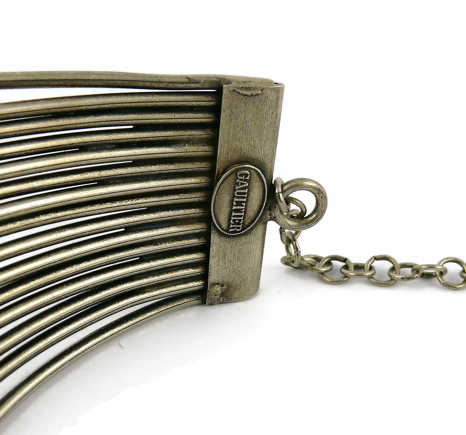 Jean Paul Gaultier Vintage Masai Multi Wire Silver Toned Choker Necklace For Sale 6