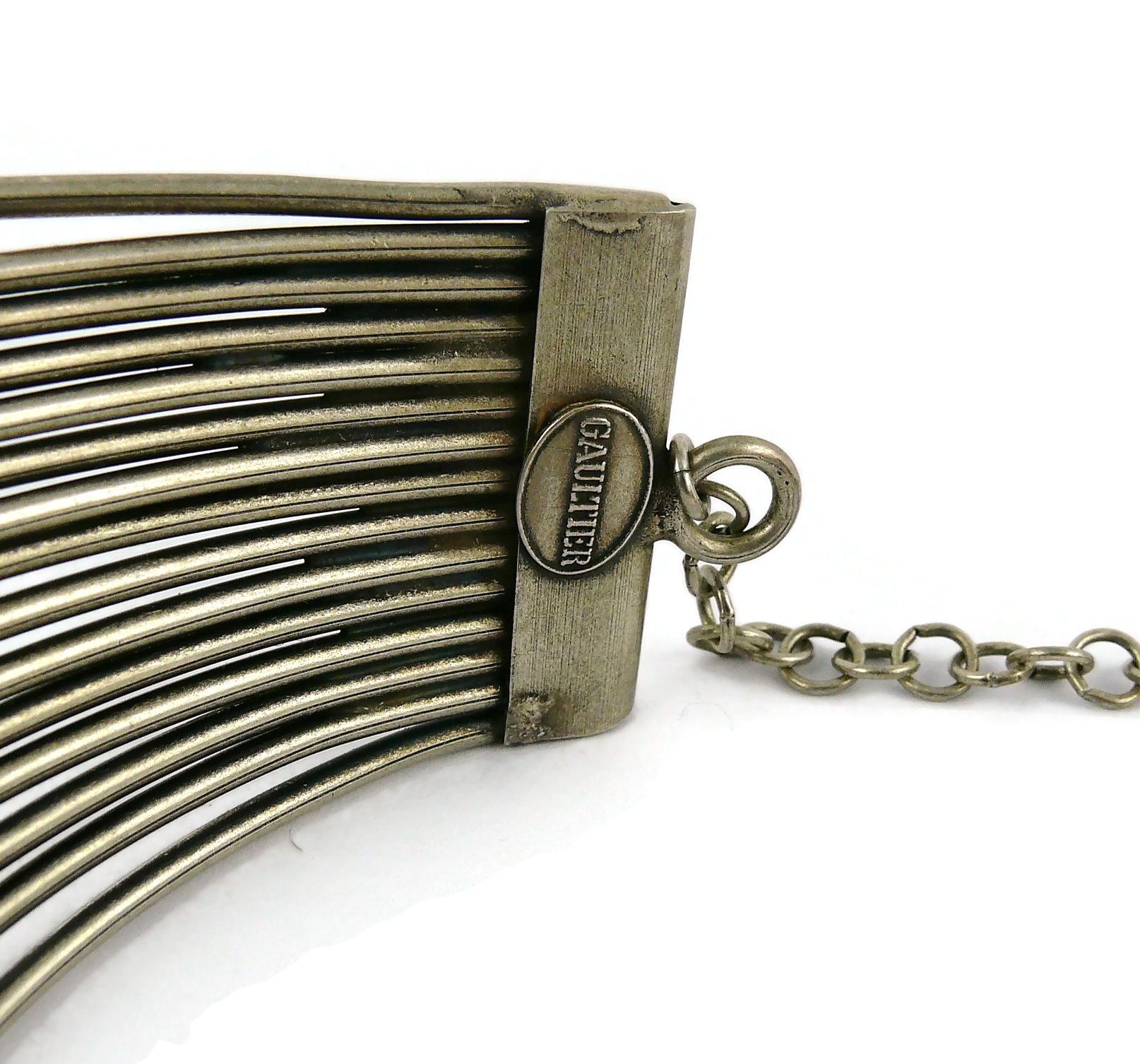 Jean Paul Gaultier Vintage Masai Multi Wire Silver Toned Choker Necklace 6