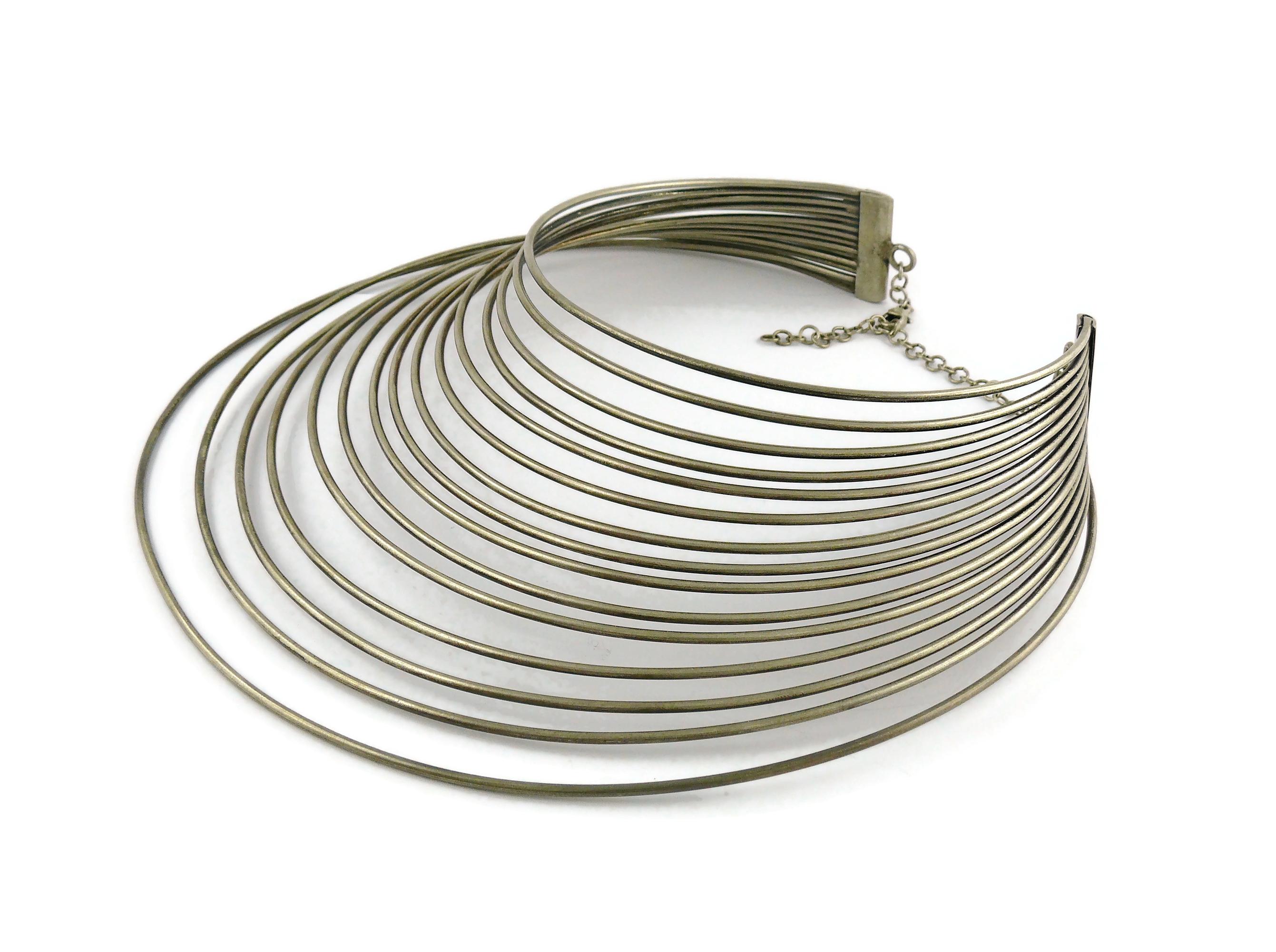 Jean Paul Gaultier Vintage Masai Multi Wire Silver Toned Choker Necklace In Good Condition In Nice, FR