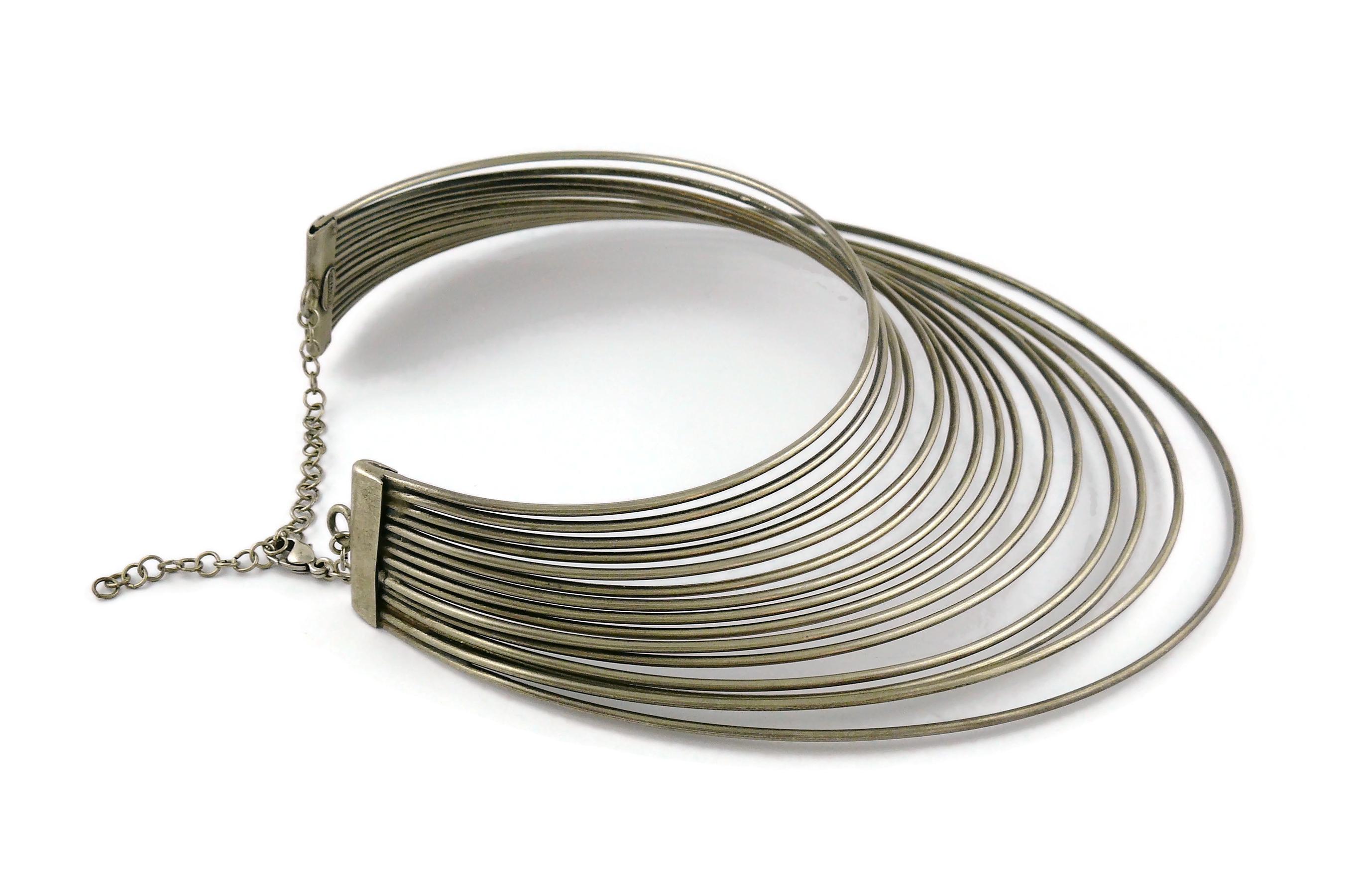 Jean Paul Gaultier Vintage Masai Multi Wire Silver Toned Choker Necklace For Sale 1