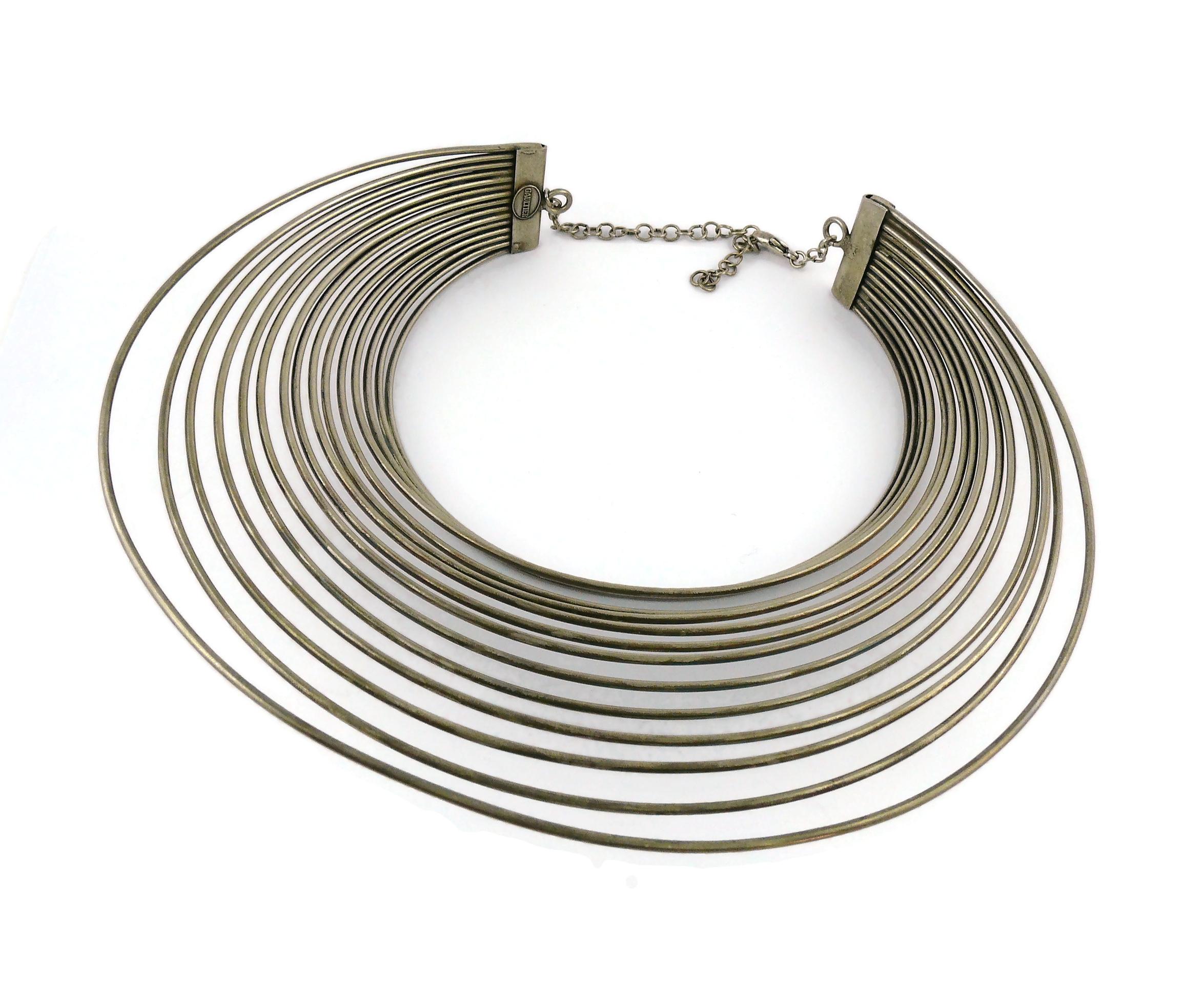 Jean Paul Gaultier Vintage Masai Multi Wire Silver Toned Choker Necklace For Sale 3