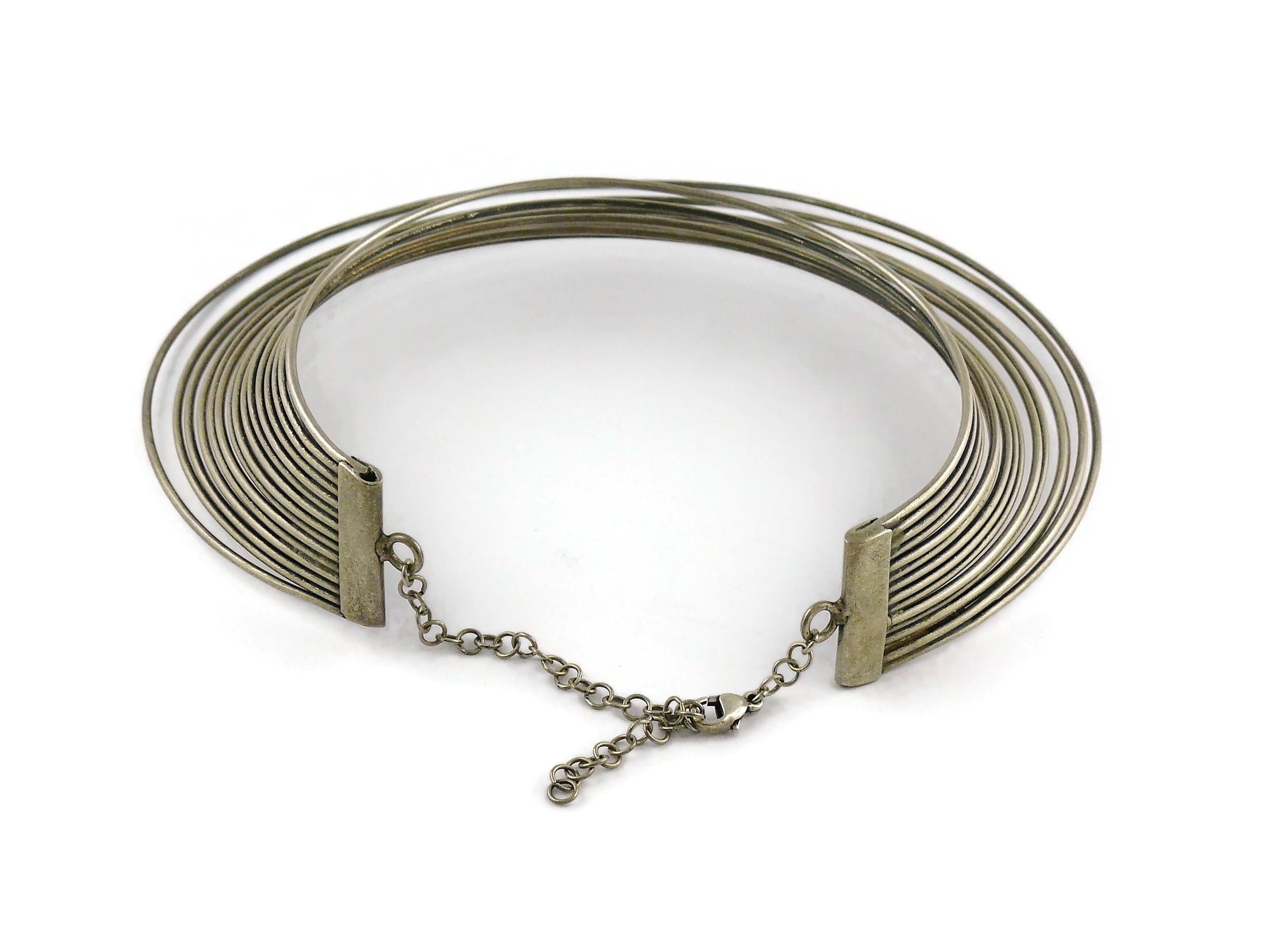 Jean Paul Gaultier Vintage Masai Multi Wire Silver Toned Choker Necklace For Sale 4