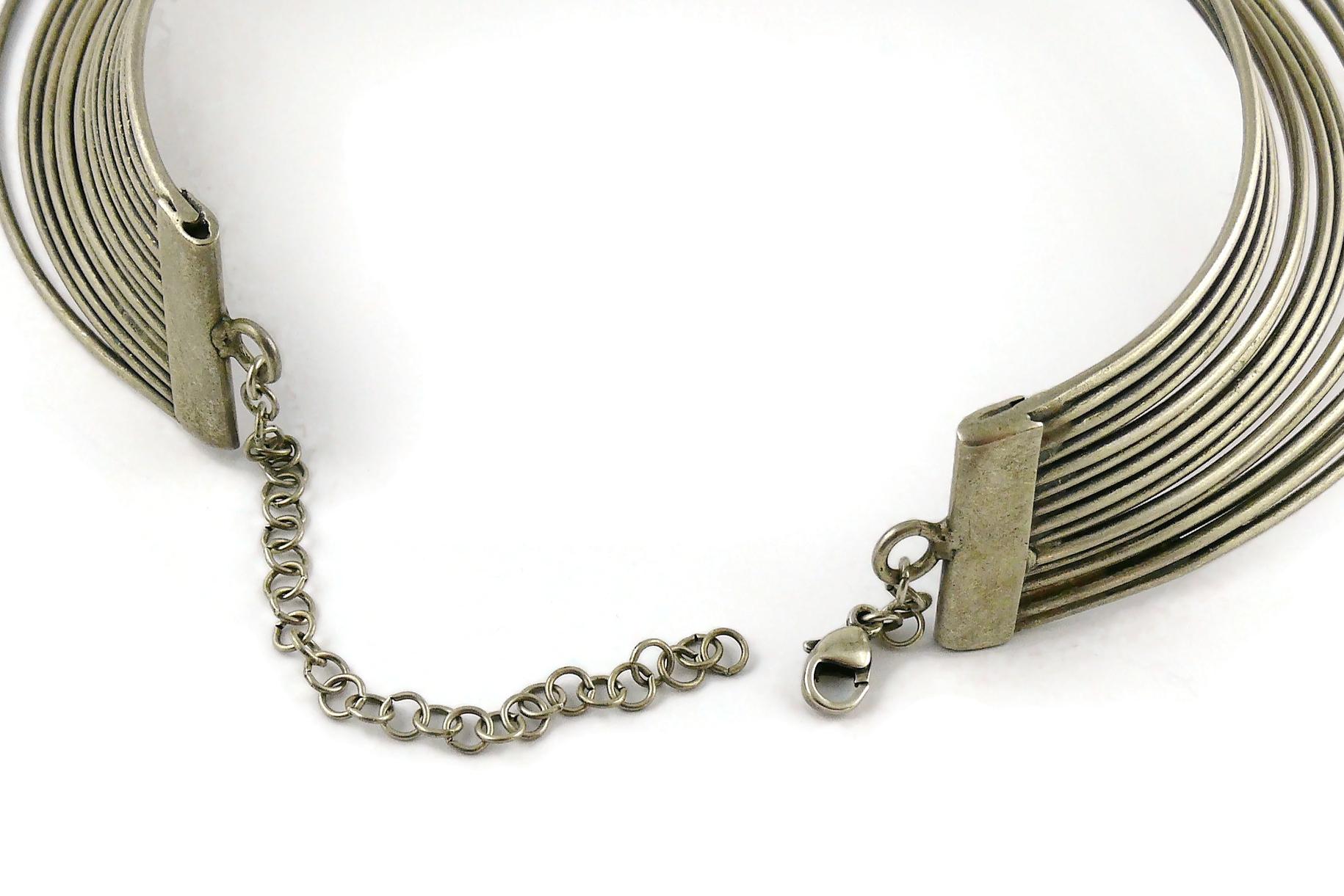 Jean Paul Gaultier Vintage Masai Multi Wire Silver Toned Choker Necklace For Sale 5