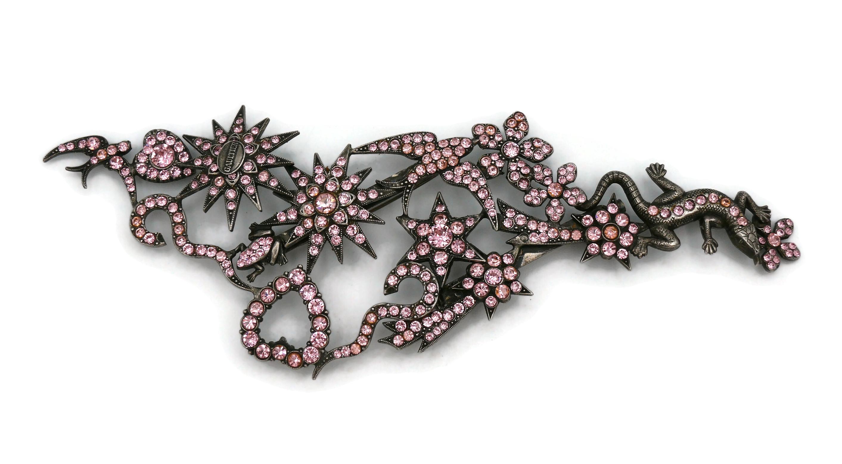 JEAN PAUL GAULTIER Vintage Massive Jewelled Brooch In Good Condition For Sale In Nice, FR