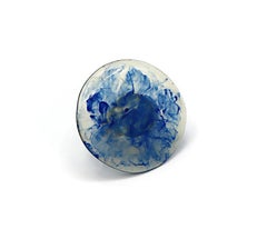 JEAN PAUL GAULTIER Vintage Massive Marbled Blue Resin Ring