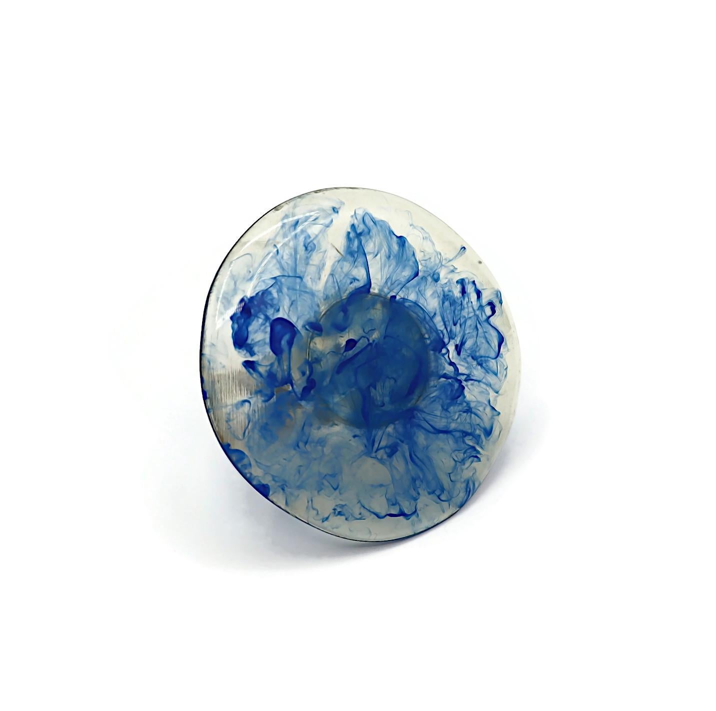 Women's JEAN PAUL GAULTIER Vintage Massive Marbled Blue Resin Ring For Sale