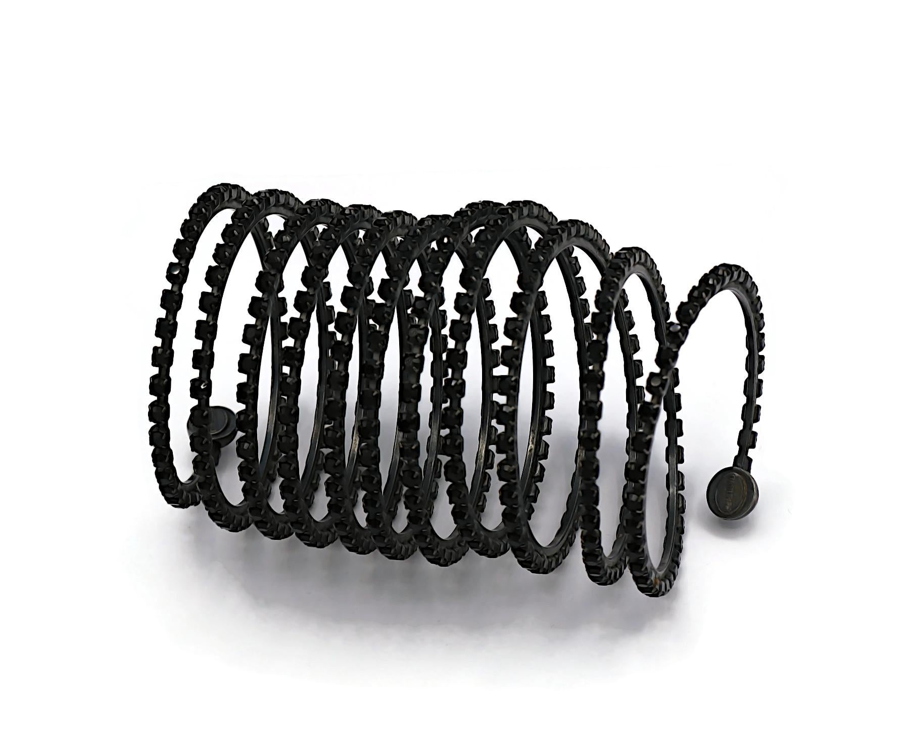 JEAN PAUL GAULTIER Vintage Maxi Jewelled Coil Cuff Bracelet In Good Condition For Sale In Nice, FR