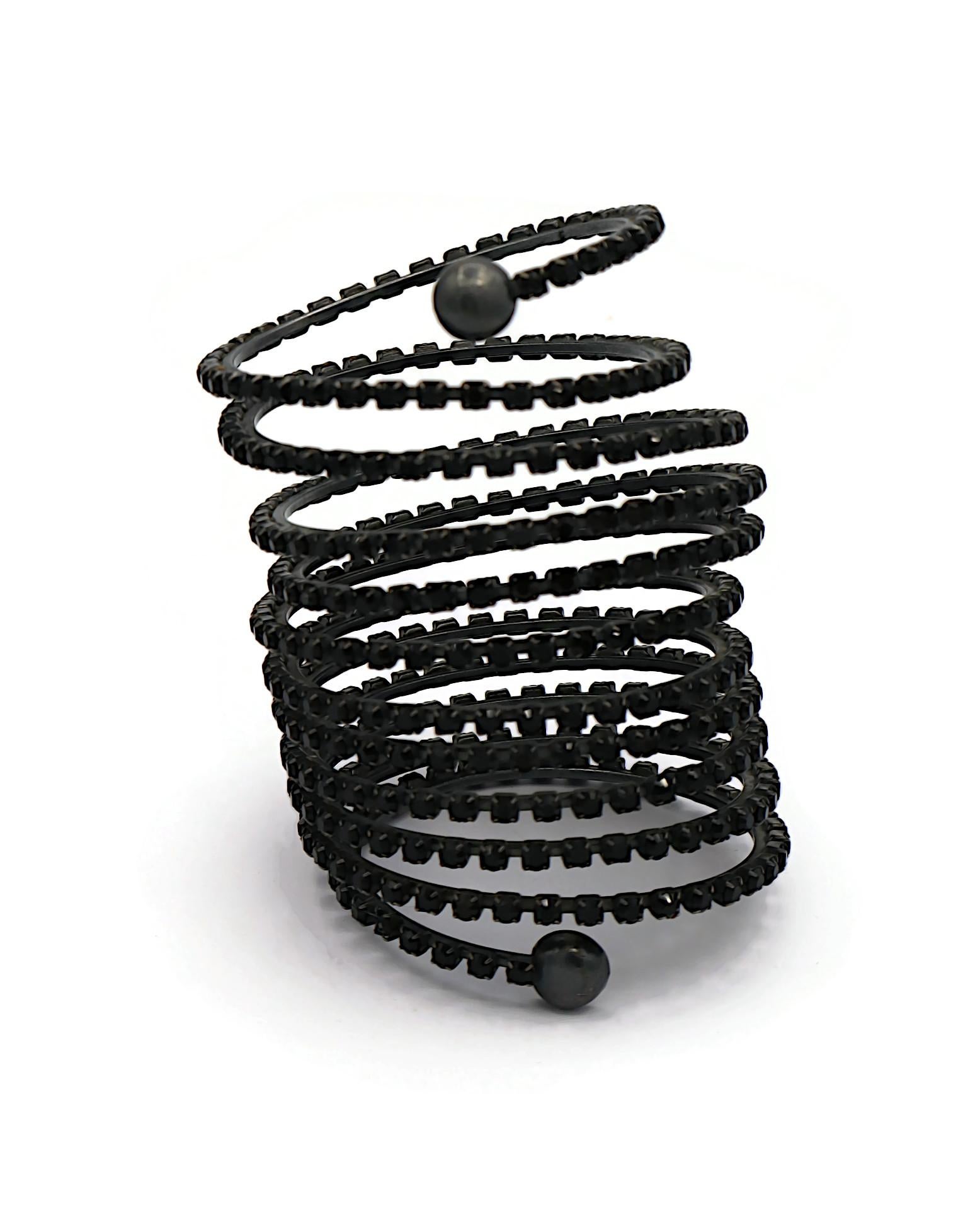 JEAN PAUL GAULTIER Vintage Maxi Jewelled Coil Cuff Bracelet For Sale 3