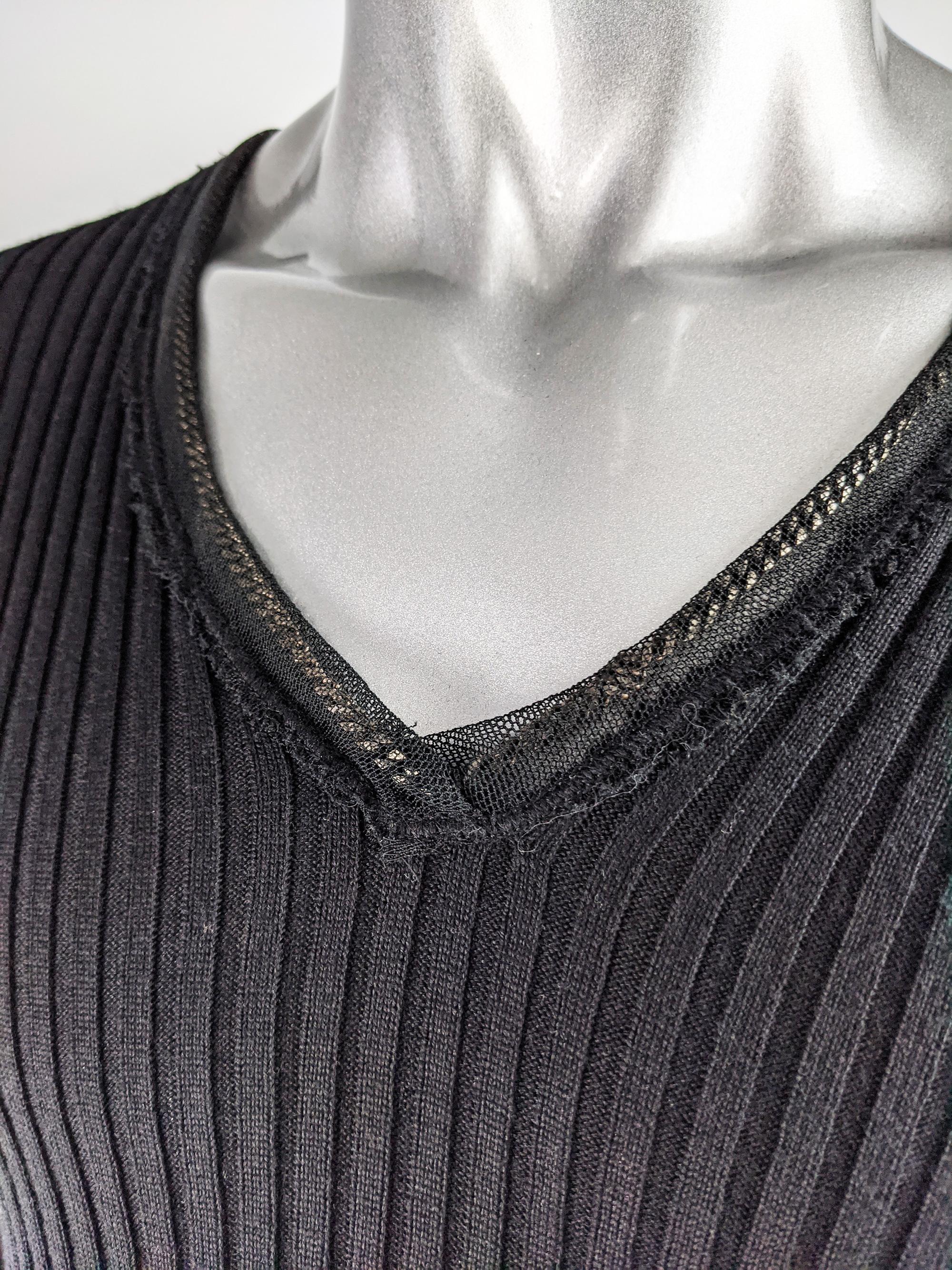 Black Jean Paul Gaultier Vintage Mens Chain Ribbed Knit Top