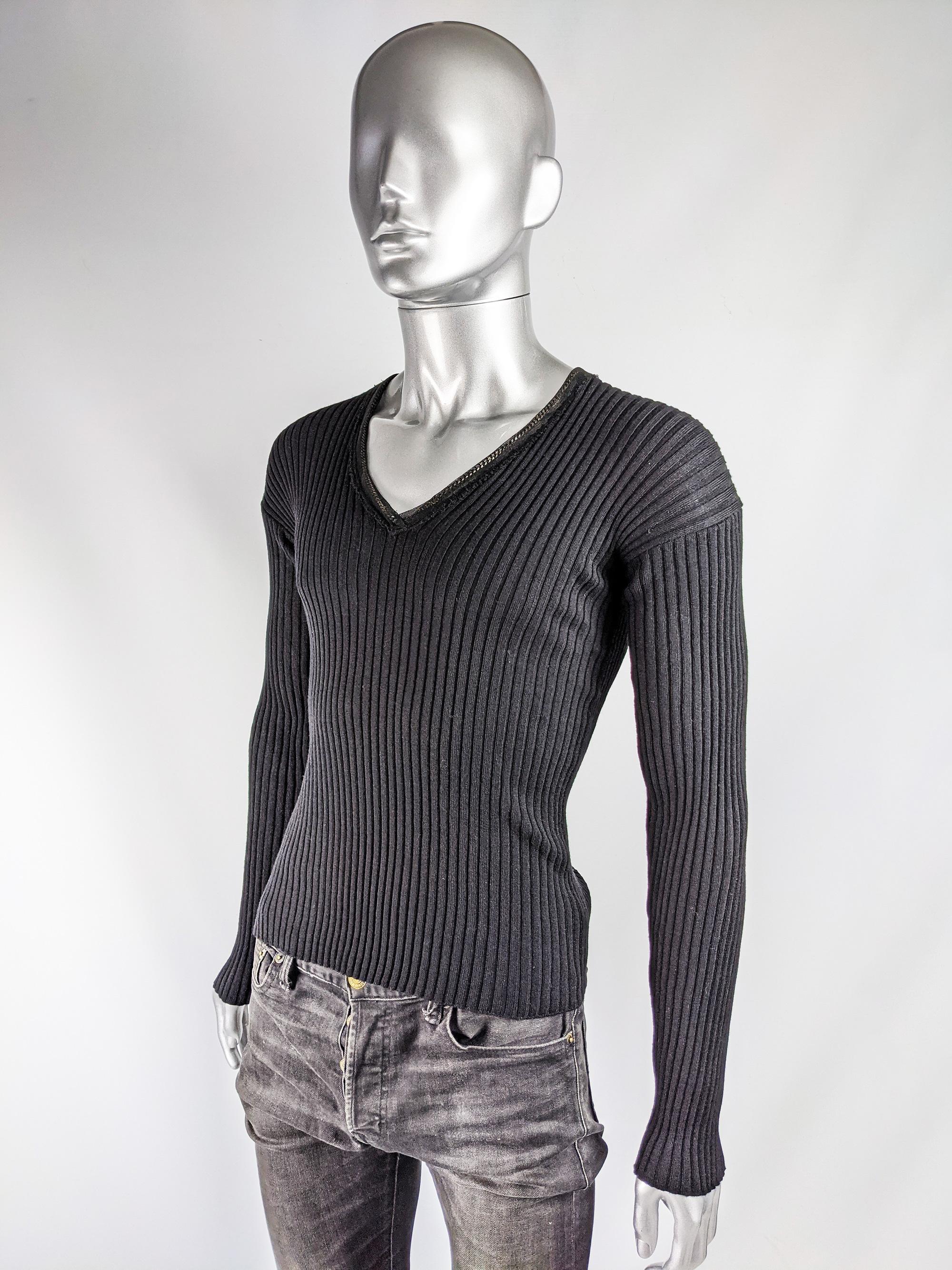Jean Paul Gaultier Vintage Mens Chain Ribbed Knit Top In Excellent Condition In Doncaster, South Yorkshire