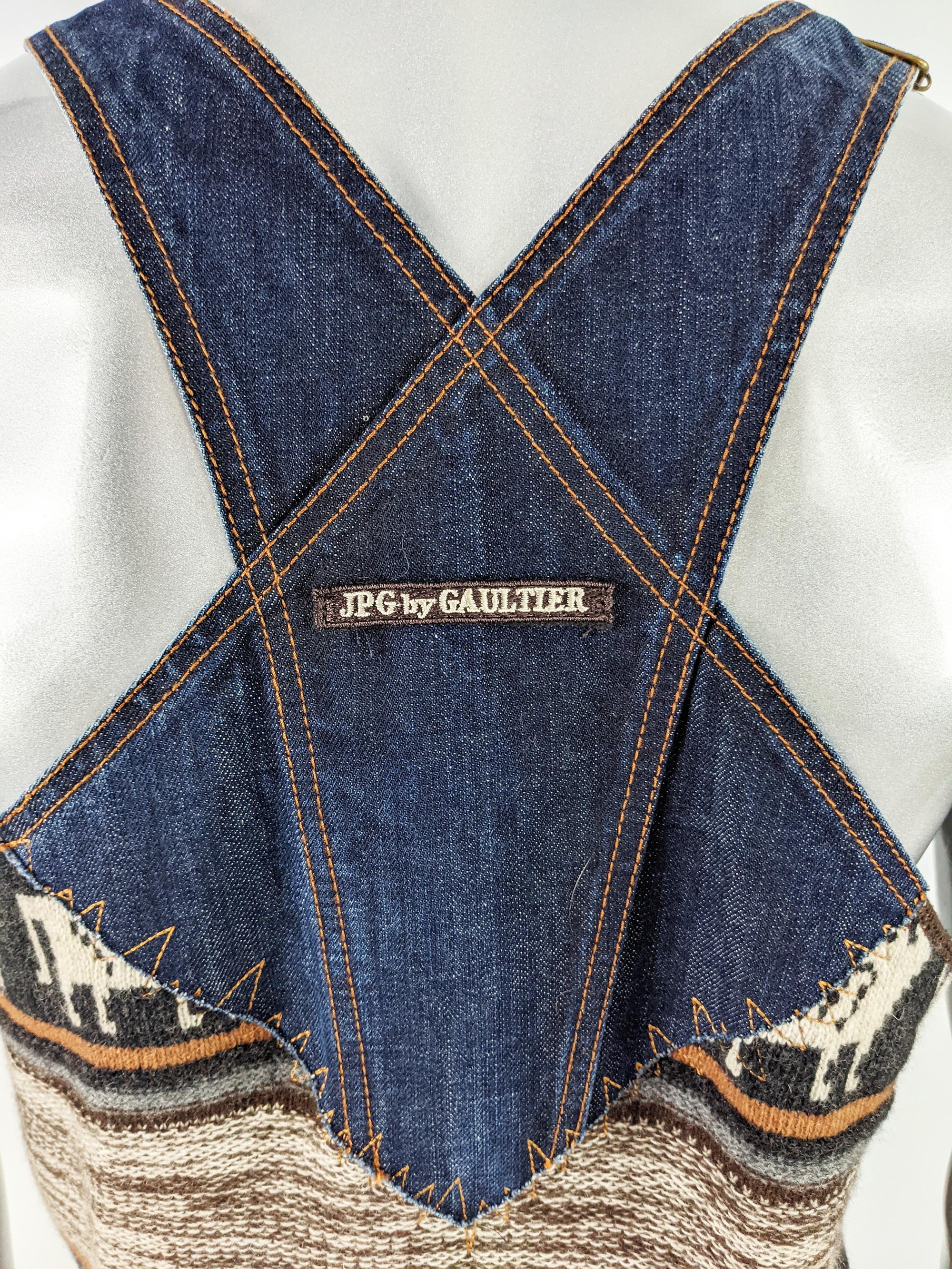 Jean Paul Gaultier Vintage Mens Denim & Knitwear Sweater Sleeveless Top, 1990s 6