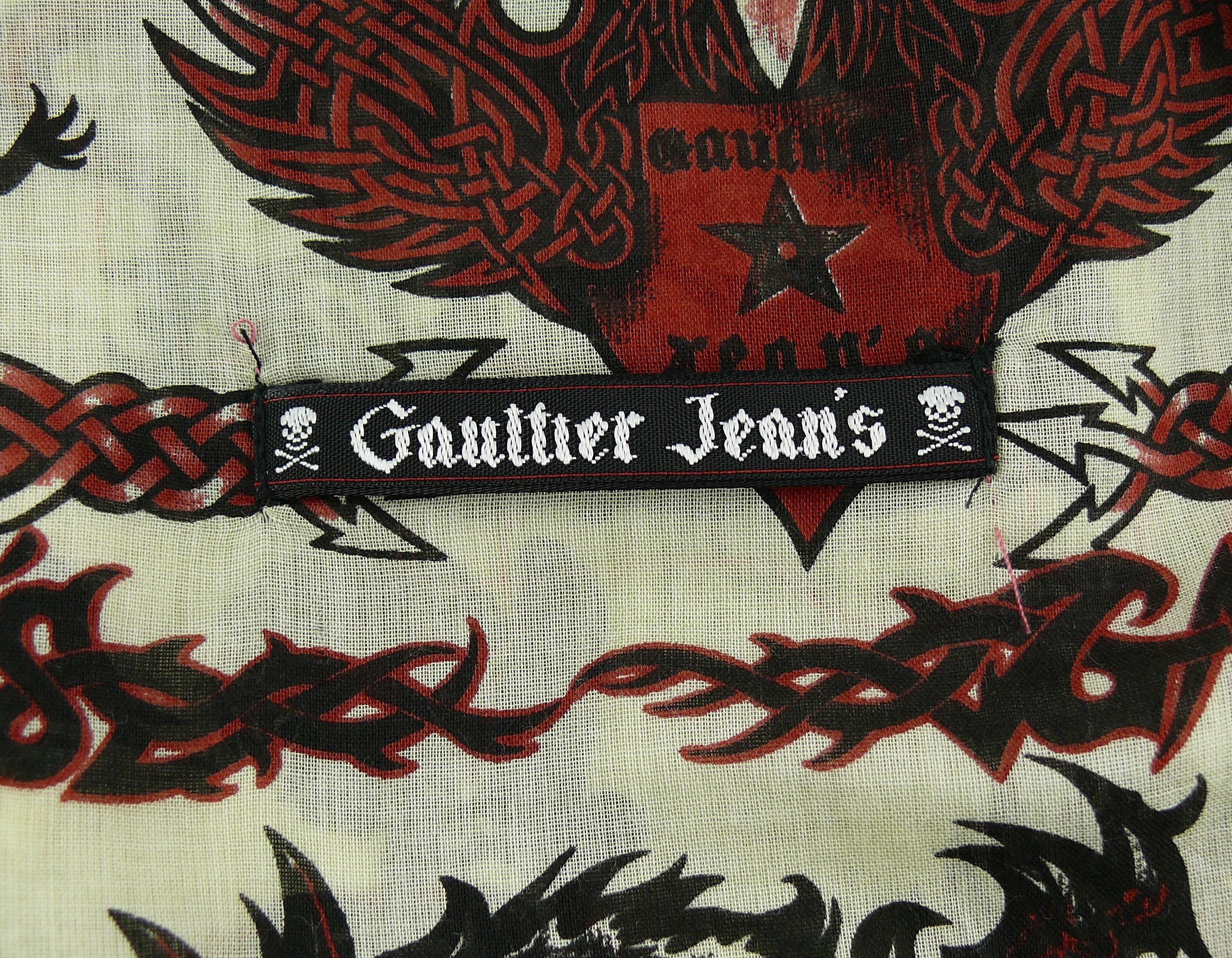 Jean Paul Gaultier Vintage Men's Dragon Skull Eagle Tattoo Print Shirt 3