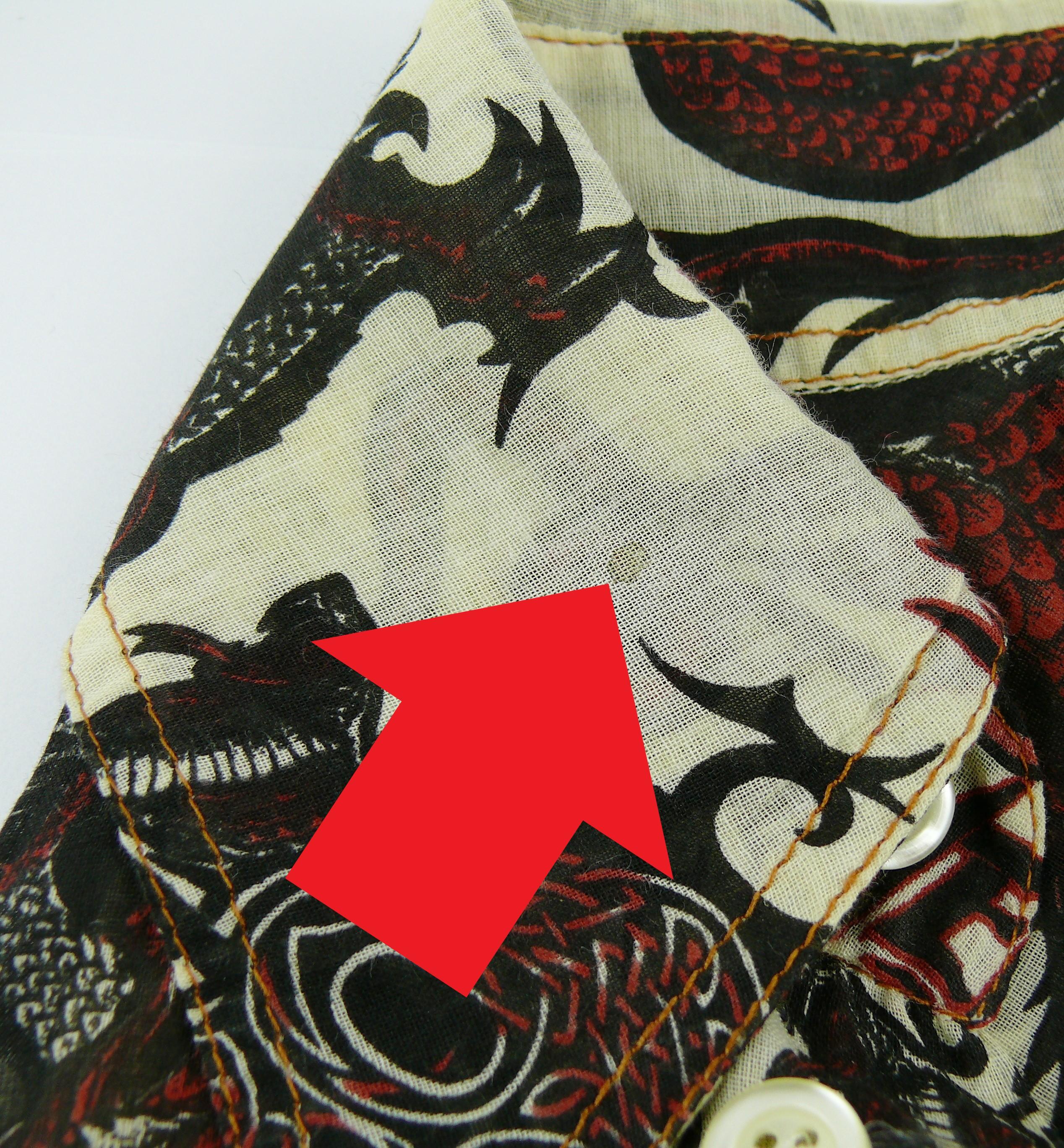 Jean Paul Gaultier Vintage Men's Dragon Skull Eagle Tattoo Print Shirt 4