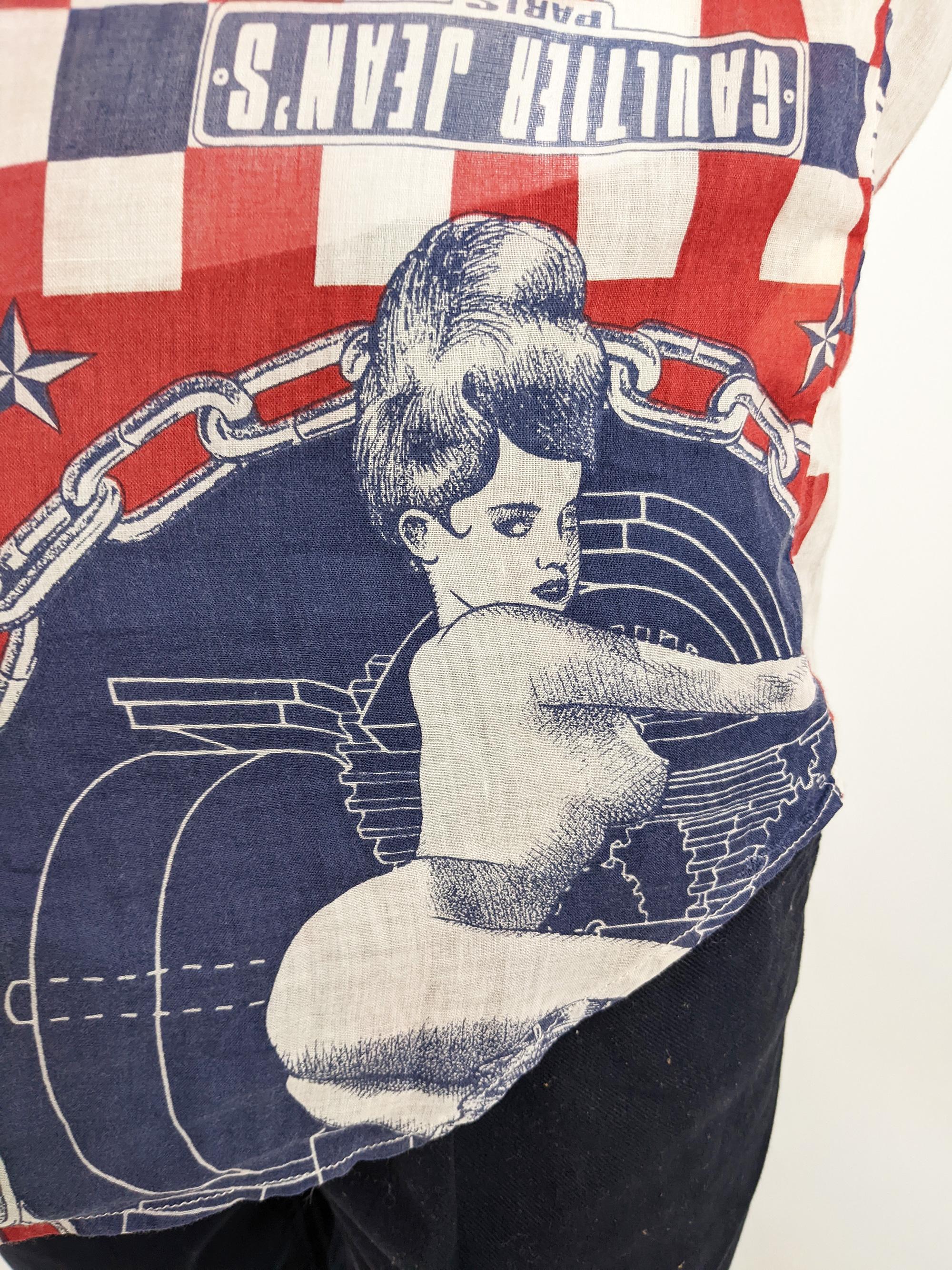 Jean Paul Gaultier Vintage Mens Sheer Cotton Pinup Print Long Sleeve Shirt  s