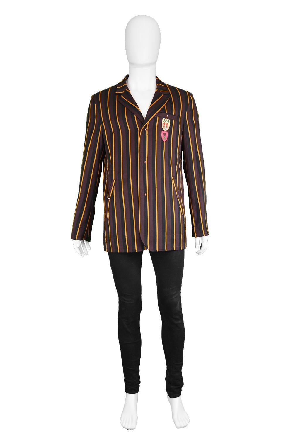 Jean Paul Gaultier JPG Vintage Mens Wool & Cotton Stripe Embroidered Boating Blazer, 1990s

Click 'Continue Reading' for size and description.

Size: Marked I 50 / US 34 / F 42 / GB 40 / D 50 which is roughly a men's Medium. Please check
