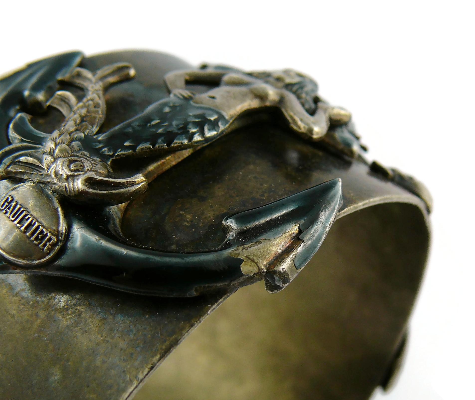 Jean Paul Gaultier Vintage Mermaids Anchors Dolphins Memento Mori Cuff Bracelet 6