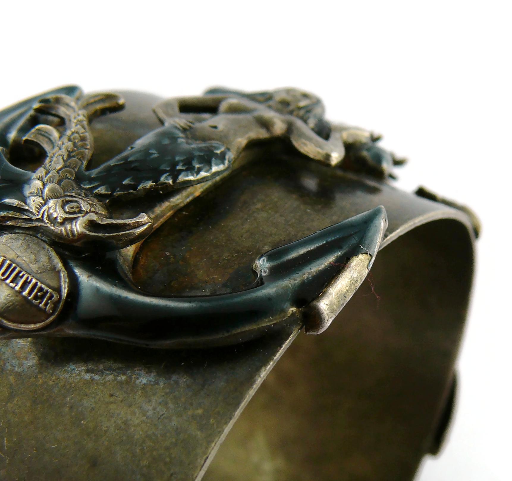 Jean Paul Gaultier Vintage Mermaids Anchors Dolphins Memento Mori Cuff Bracelet 8