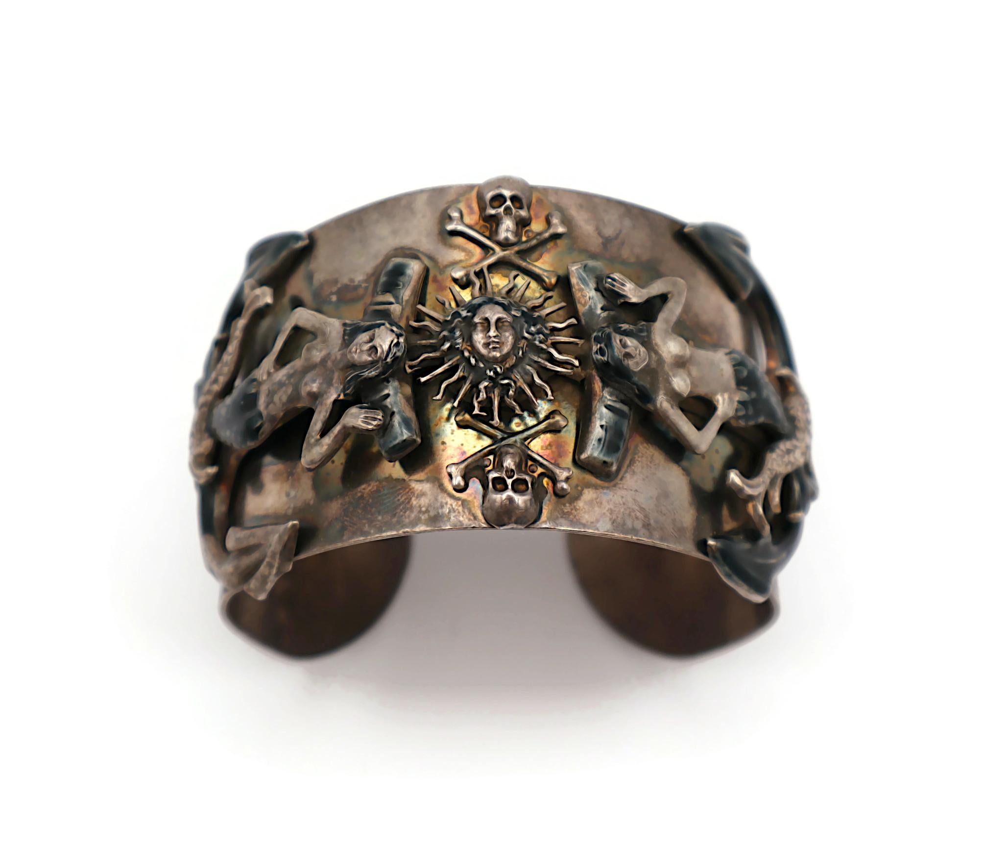 JEAN PAUL GAULTIER Vintage Mermaids Anchors Dolphins Memento Mori Cuff Bracelet 2