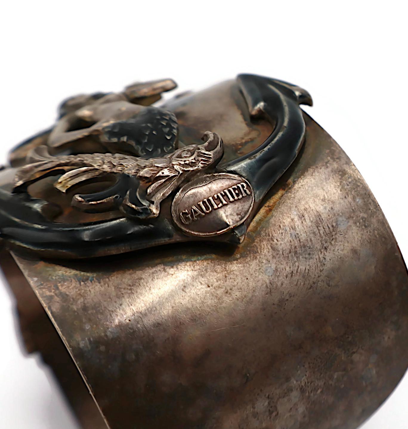 JEAN PAUL GAULTIER Vintage Mermaids Anchors Dolphins Memento Mori Cuff Bracelet 4