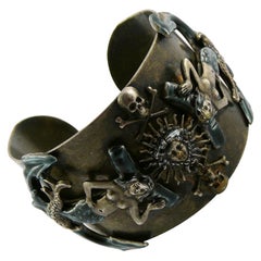 Jean Paul Gaultier Vintage Mermaids Anchors Dolphins Memento Mori Cuff Bracelet