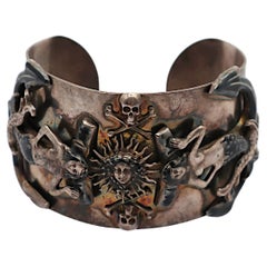 JEAN PAUL GAULTIER Vintage Mermaids Anchors Dolphins Memento Mori Cuff Bracelet