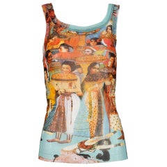 Jean Paul Gaultier Vintage Mesh Asian and Indian Faces Tank Top Shirt, 1990s 