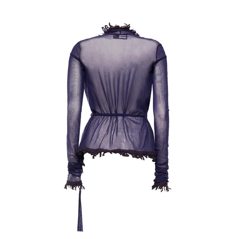 Jean Paul Gaultier Vintage Mesh Shirt mit Gürtel (Violett) im Angebot