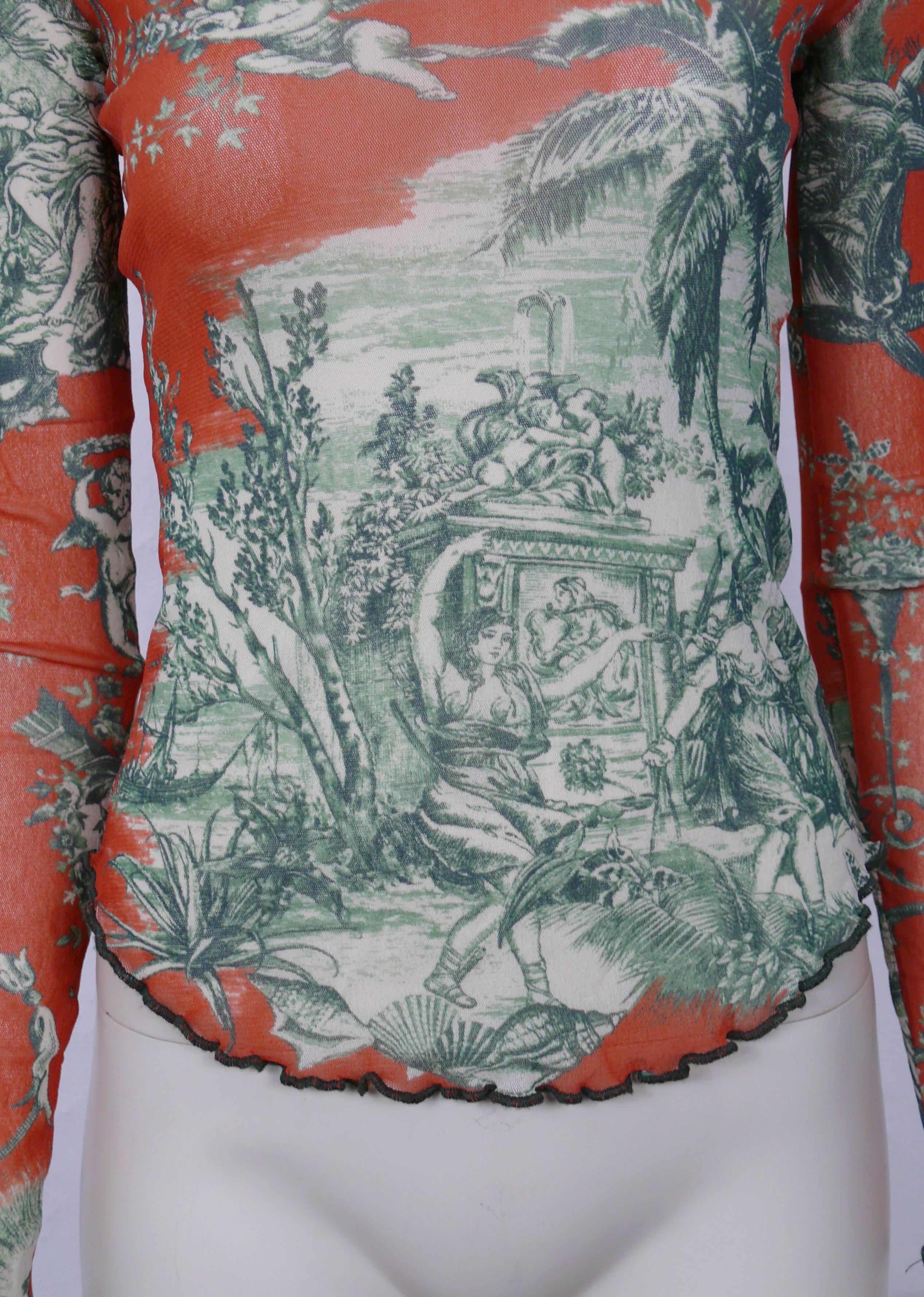 Top e gonna con stampa Toile de Jouy a rete vintage di Jean Paul Gaultier Jeans in vendita 3