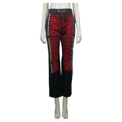 JEAN PAUL GAULTIER Vintage Motorrad Trompe L'Oeil Beschichtete Denim-Hose Hose