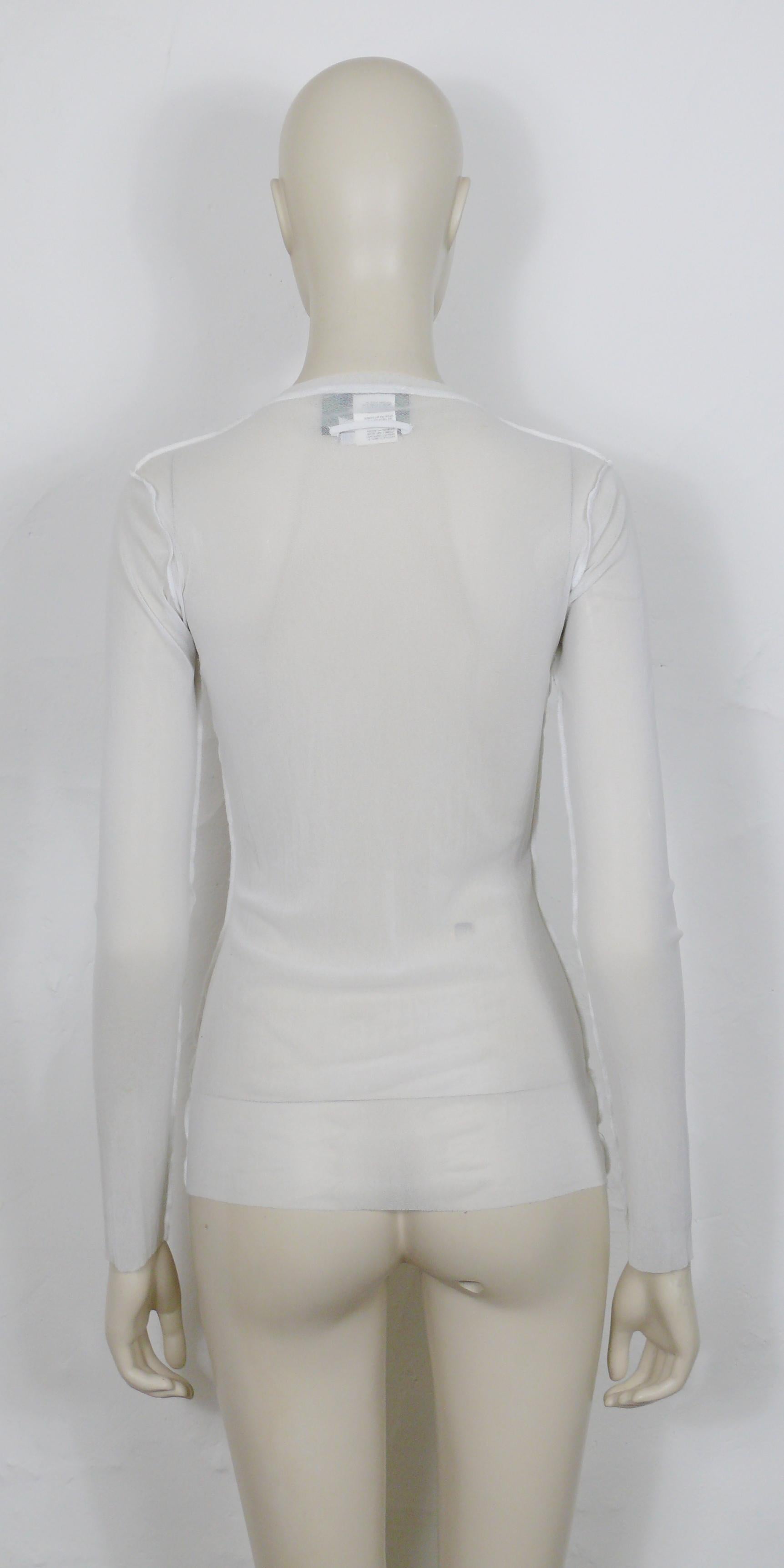 Women's Jean Paul Gaultier Vintage Mouth Applique Sheer Mesh Top Size L For Sale