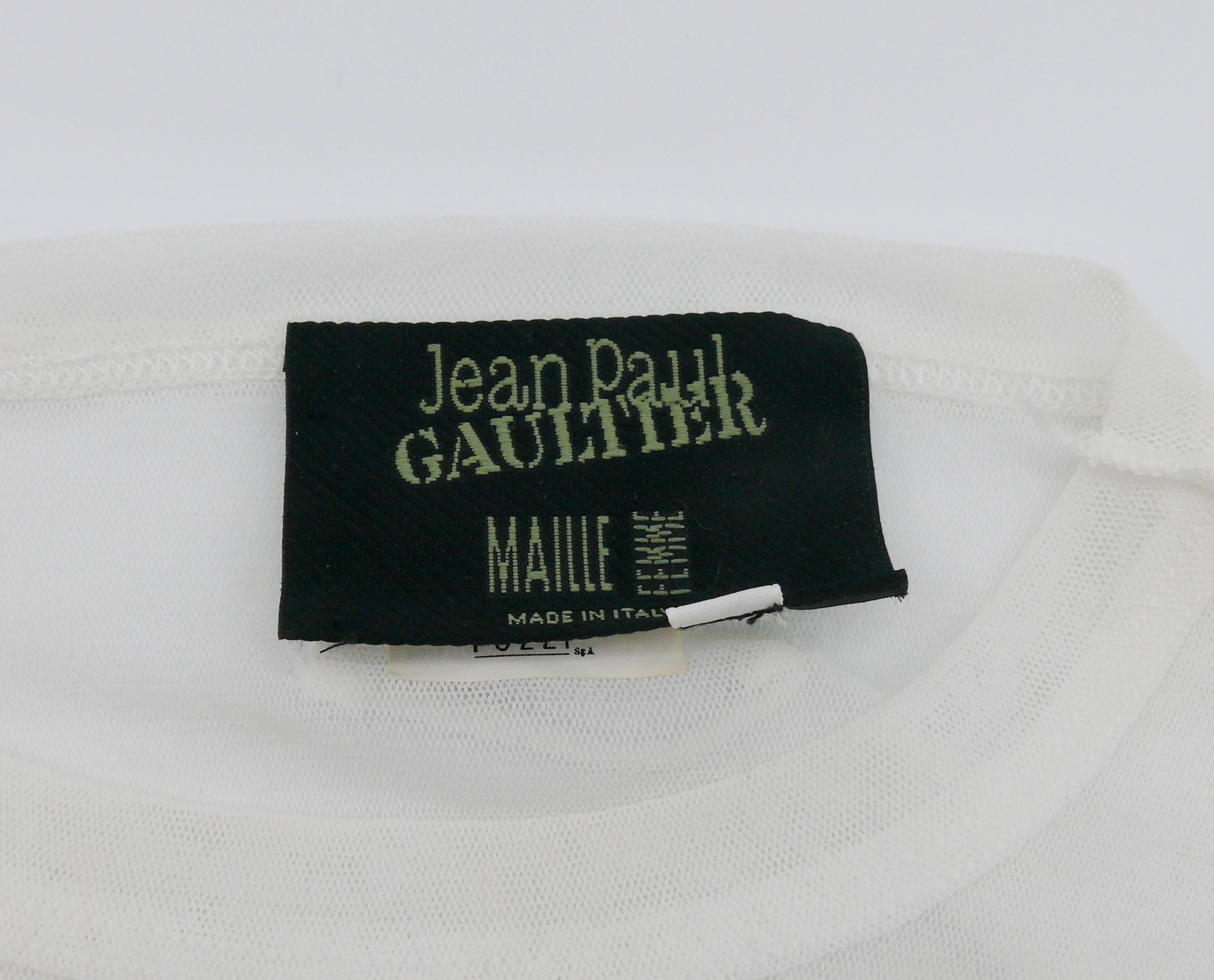 Jean Paul Gaultier Vintage Mouth Applique Sheer Mesh Top Size L For Sale 1