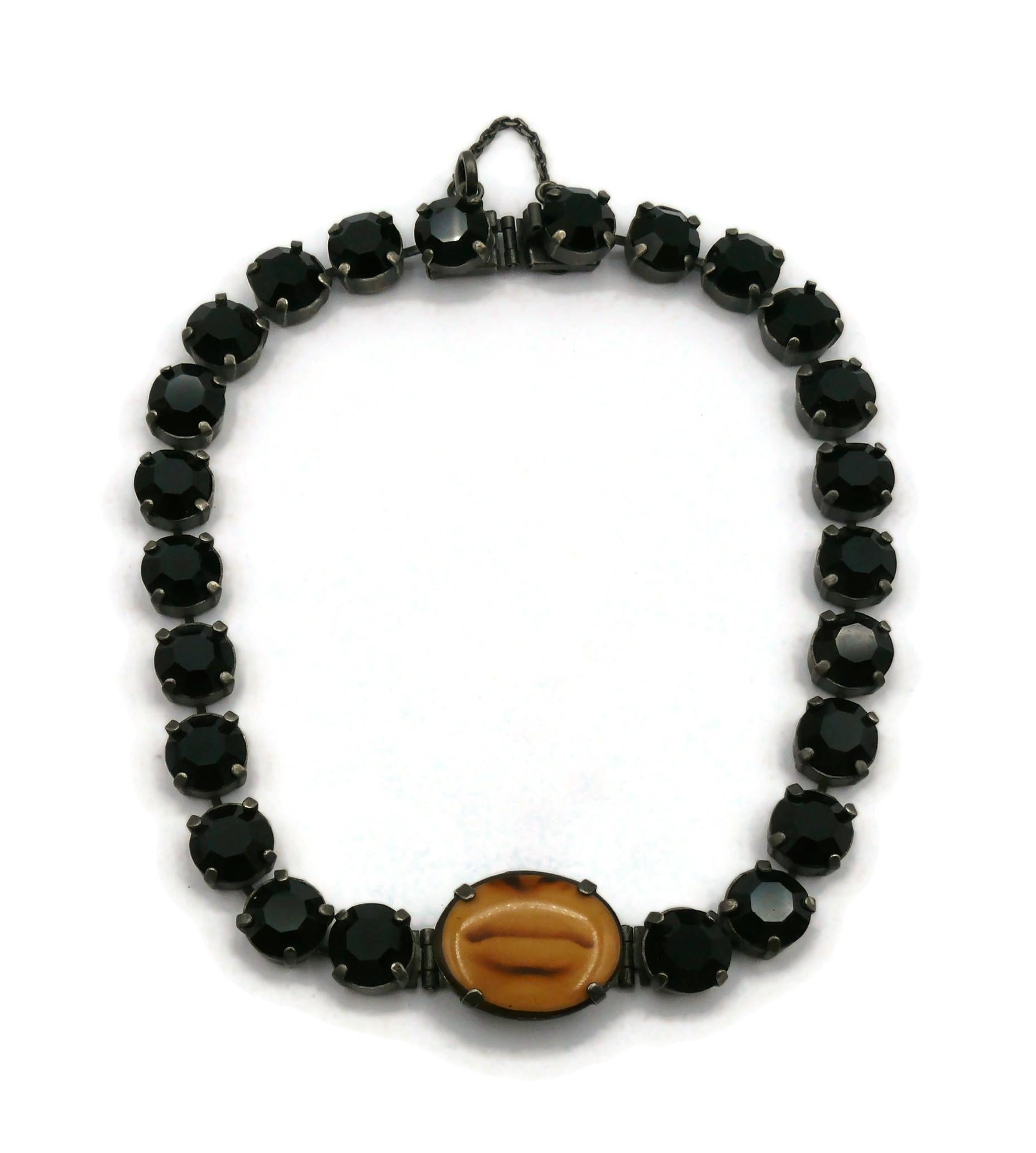 vintage black crystal necklace