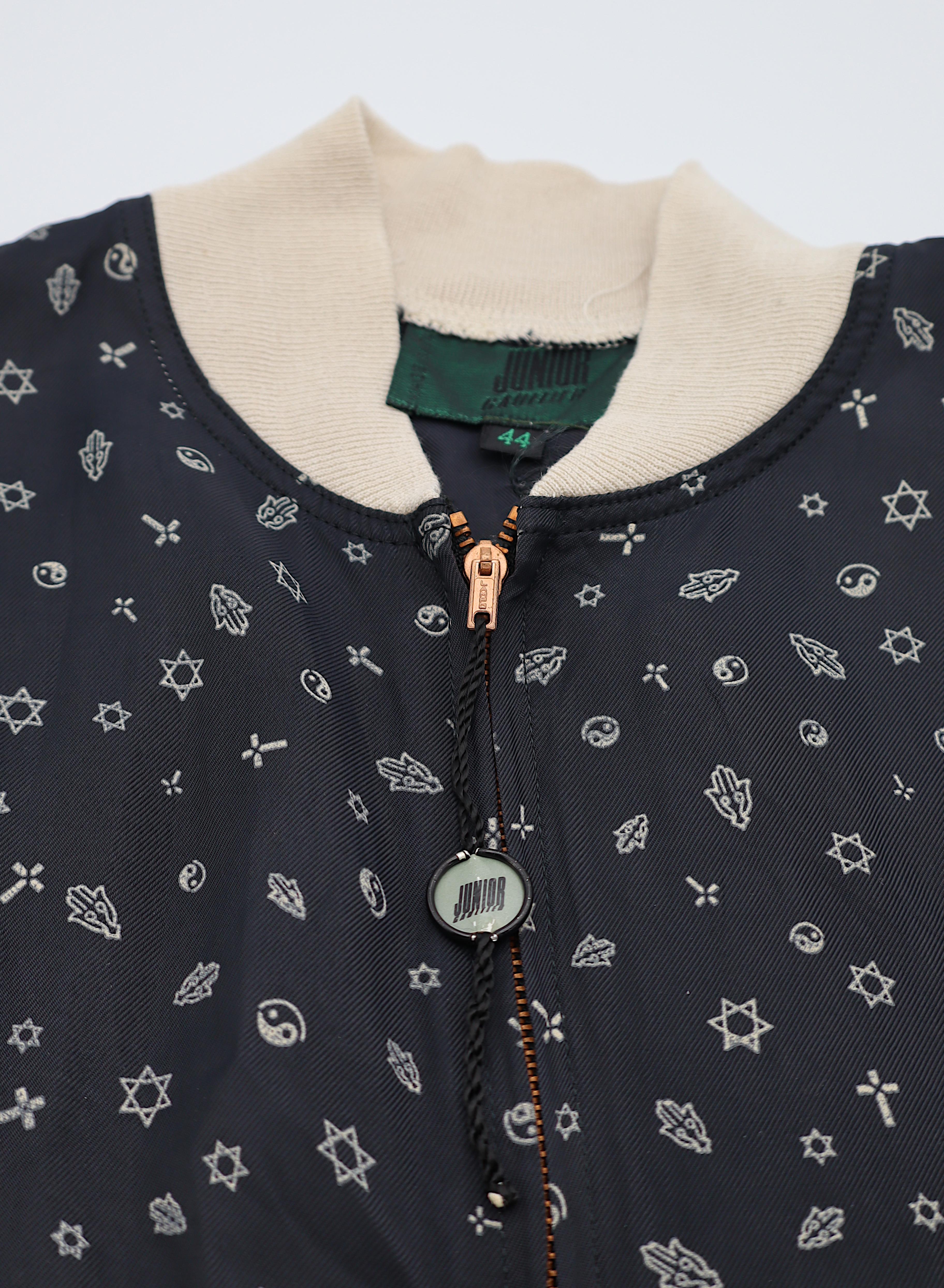 JEAN PAUL GAULTIER Vintage Navy Blue Jumpsuit with Syncretic Motif Print en vente 3