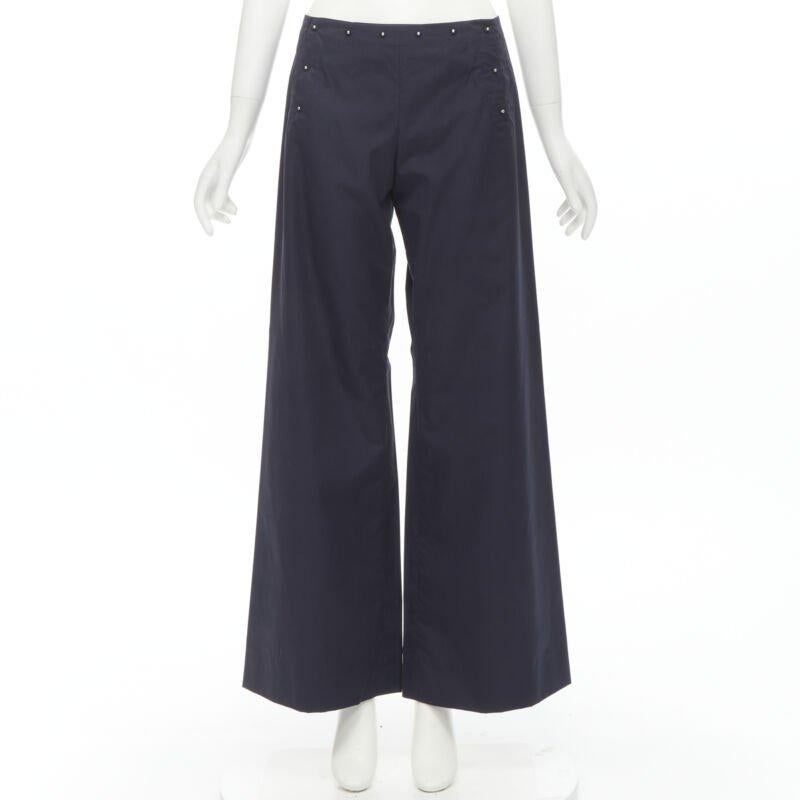 JEAN PAUL GAULTIER Vintage navy silver button wide leg nautical pants IT42 M For Sale 5